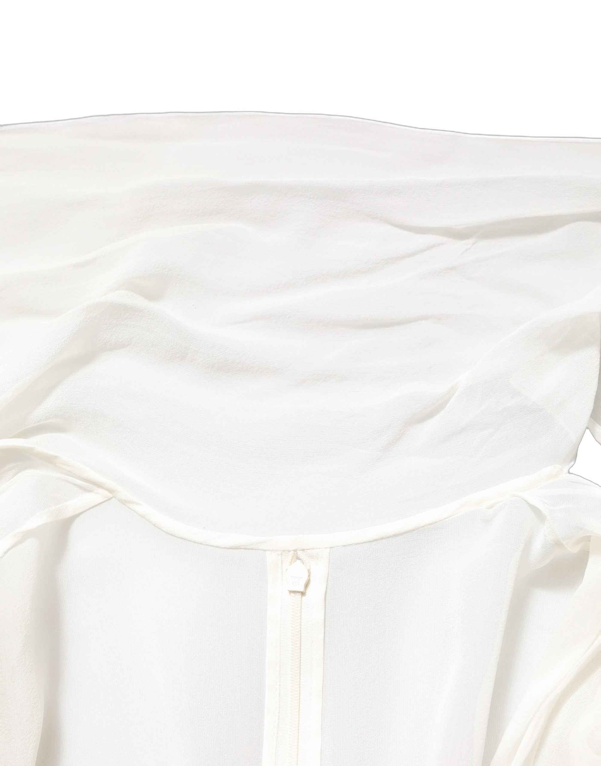Dolce & Gabbana White Silk Sheer Draped Long Gown Dress