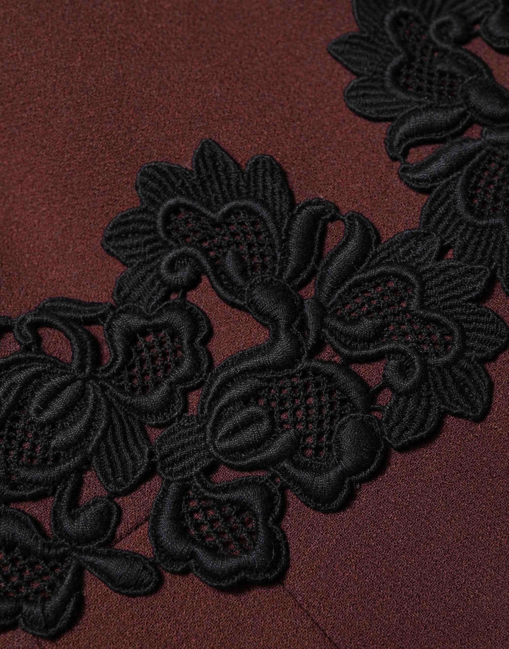 Dolce & Gabbana Maroon Lace Sleeveless Knee Length Dress