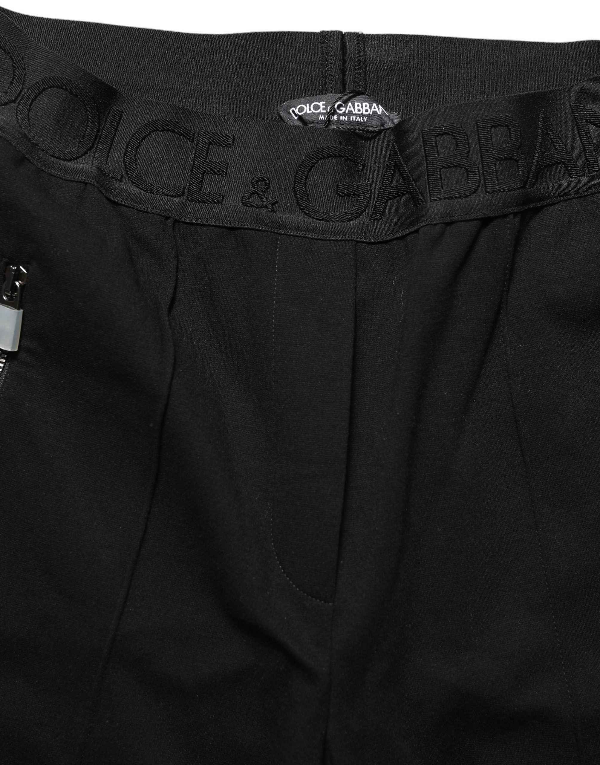 Dolce & Gabbana Black Viscose Mid Waist Skinny Trouser Pants