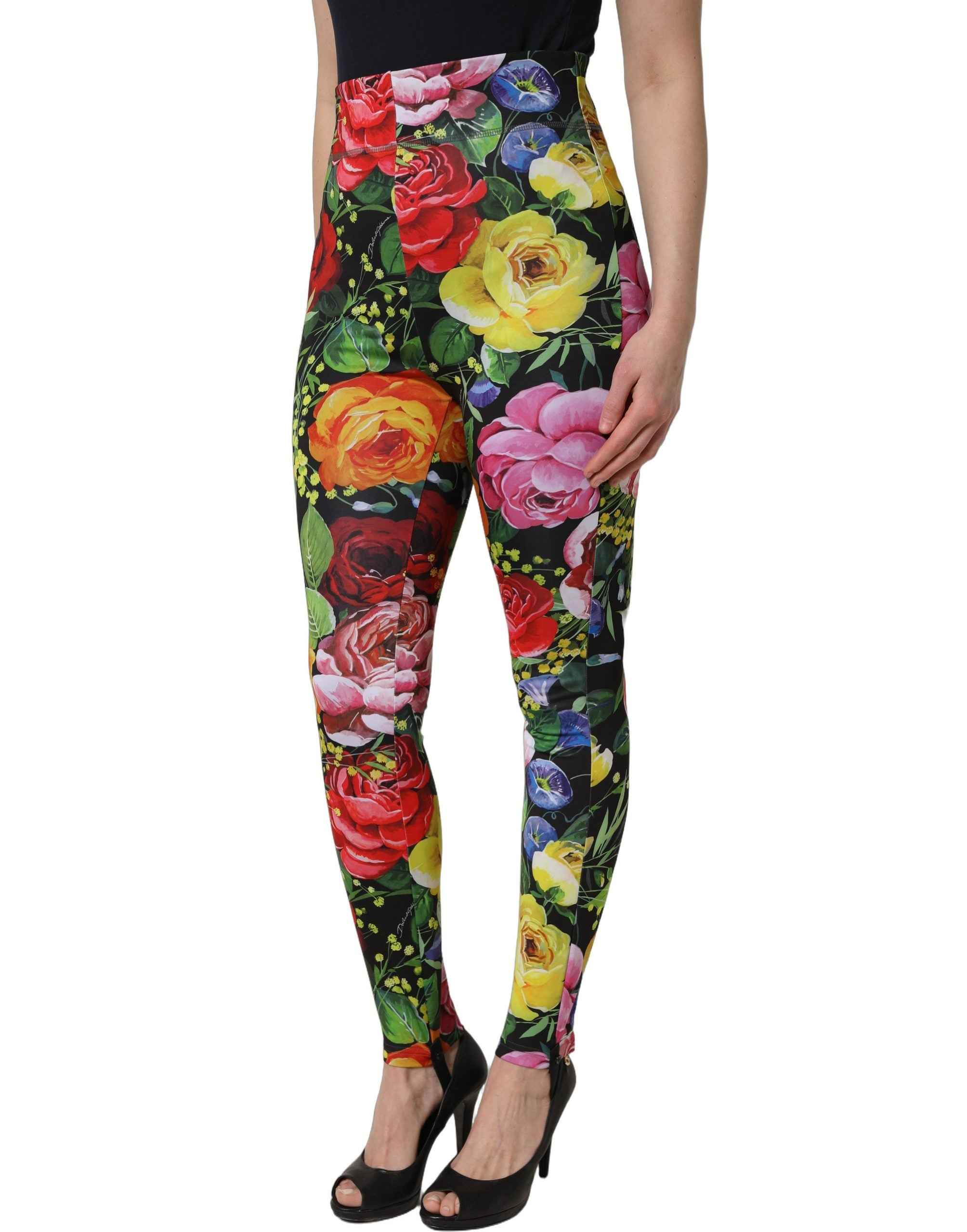 Dolce & Gabbana Multicolor Floral Stretch Jersey Leggings Pants