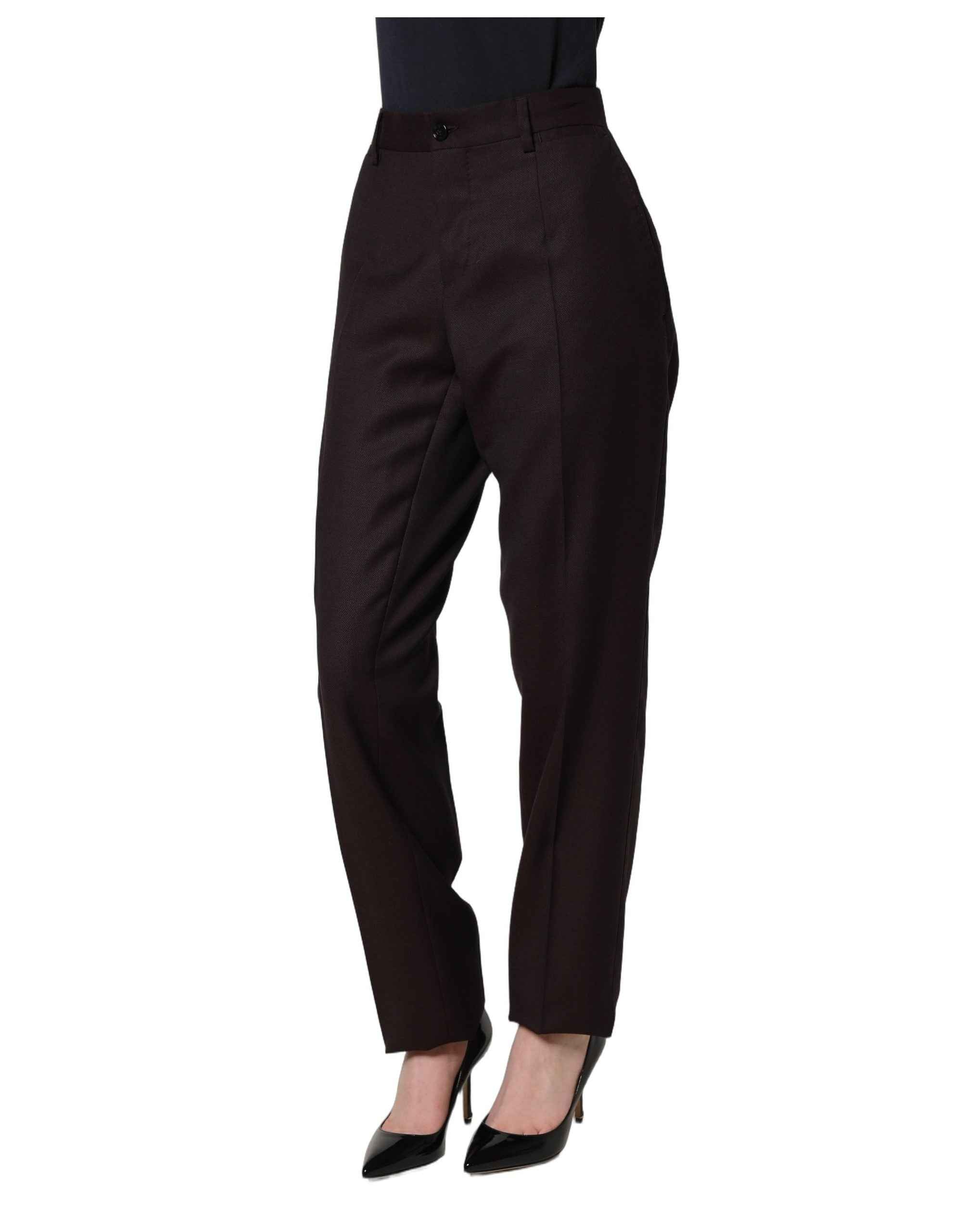 Dolce & Gabbana Brown Straight Leg Dress Silk Trousers Pants