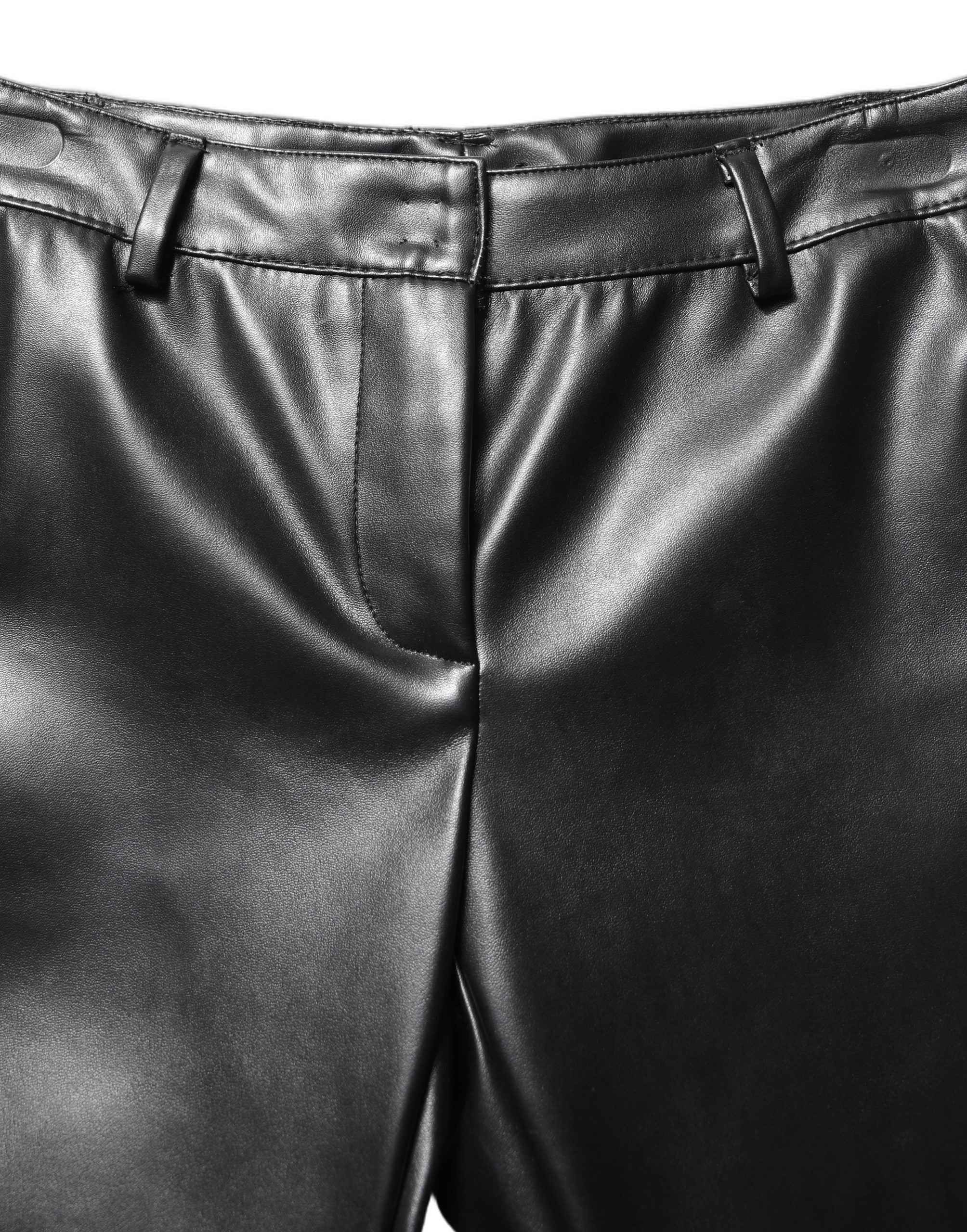 Dolce & Gabbana Black PU Leather High Waisted Trouser Pants