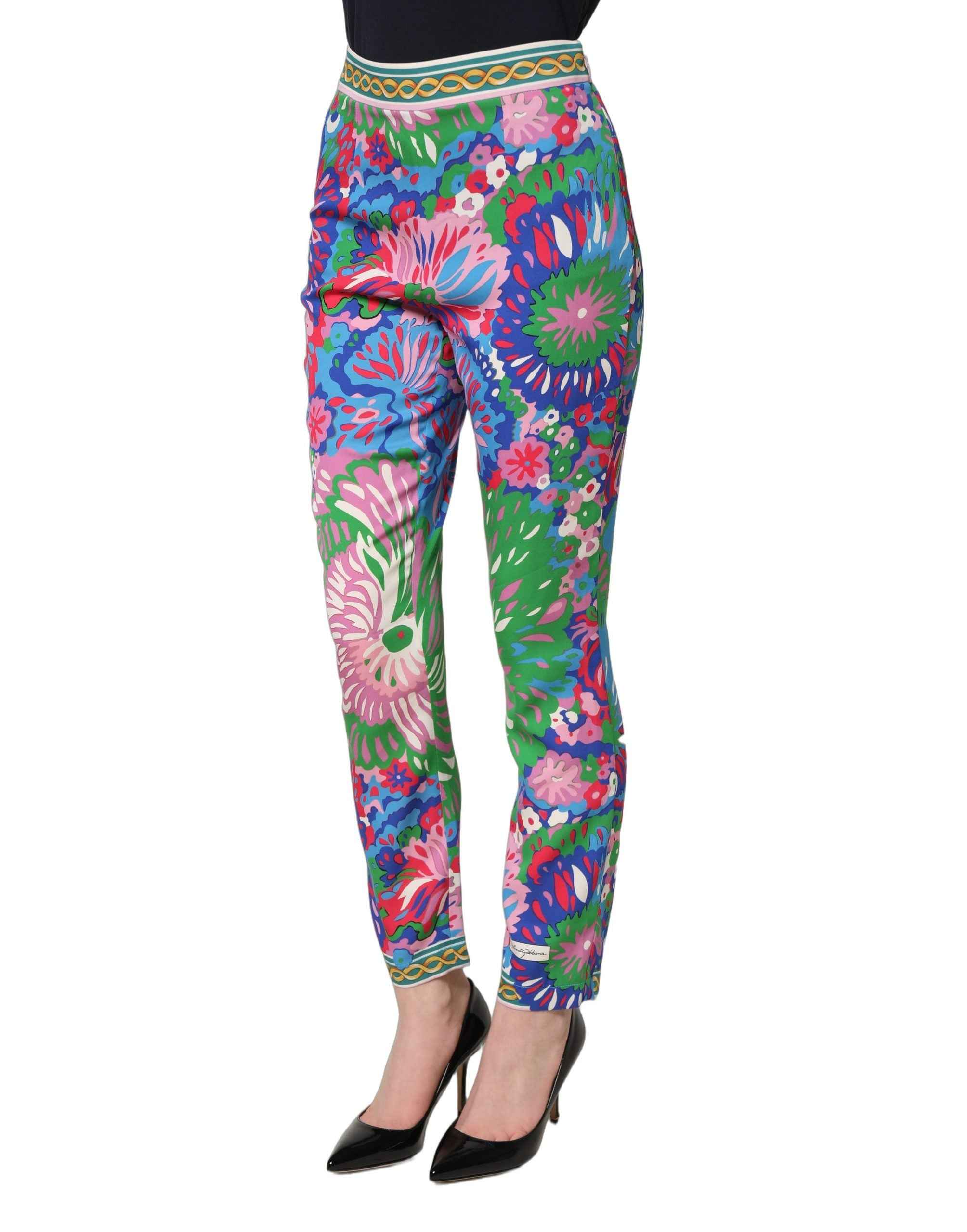 Dolce & Gabbana Multicolor Floral Stretch Jersey Leggings Pants