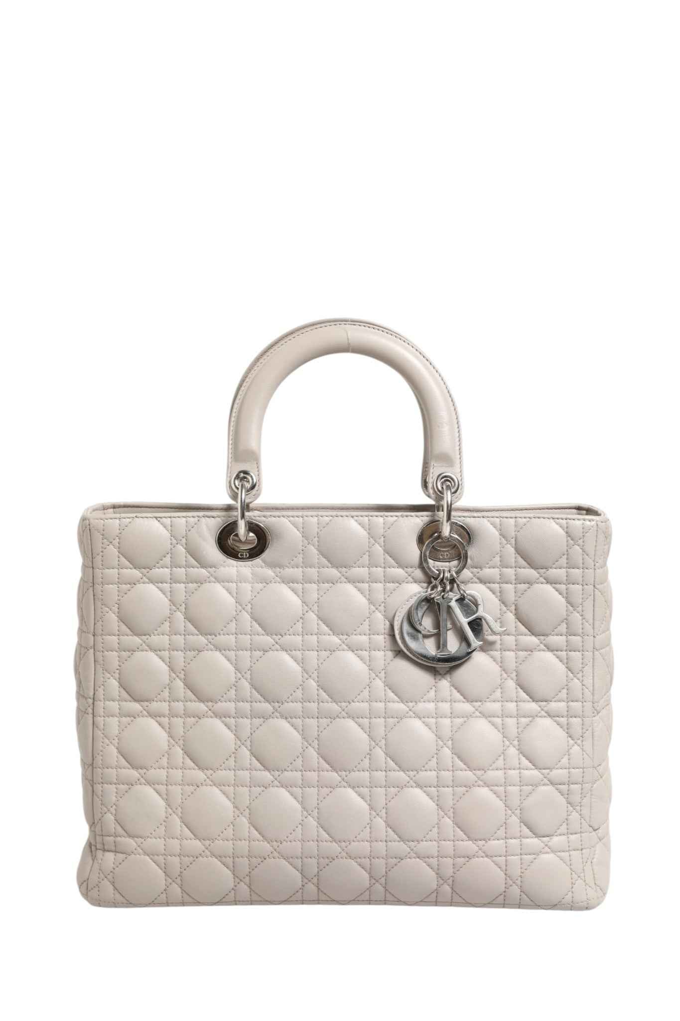 Christian Dior Lady Dior Large Grey Cannage Lambskin Bag