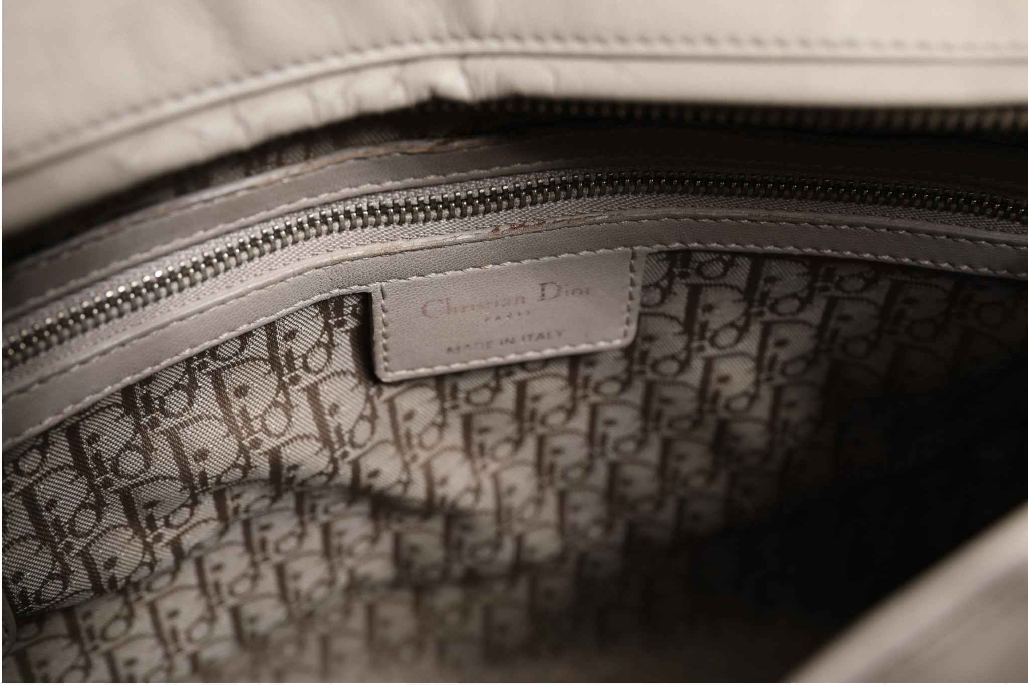 Christian Dior Lady Dior Large Grey Cannage Lambskin Bag