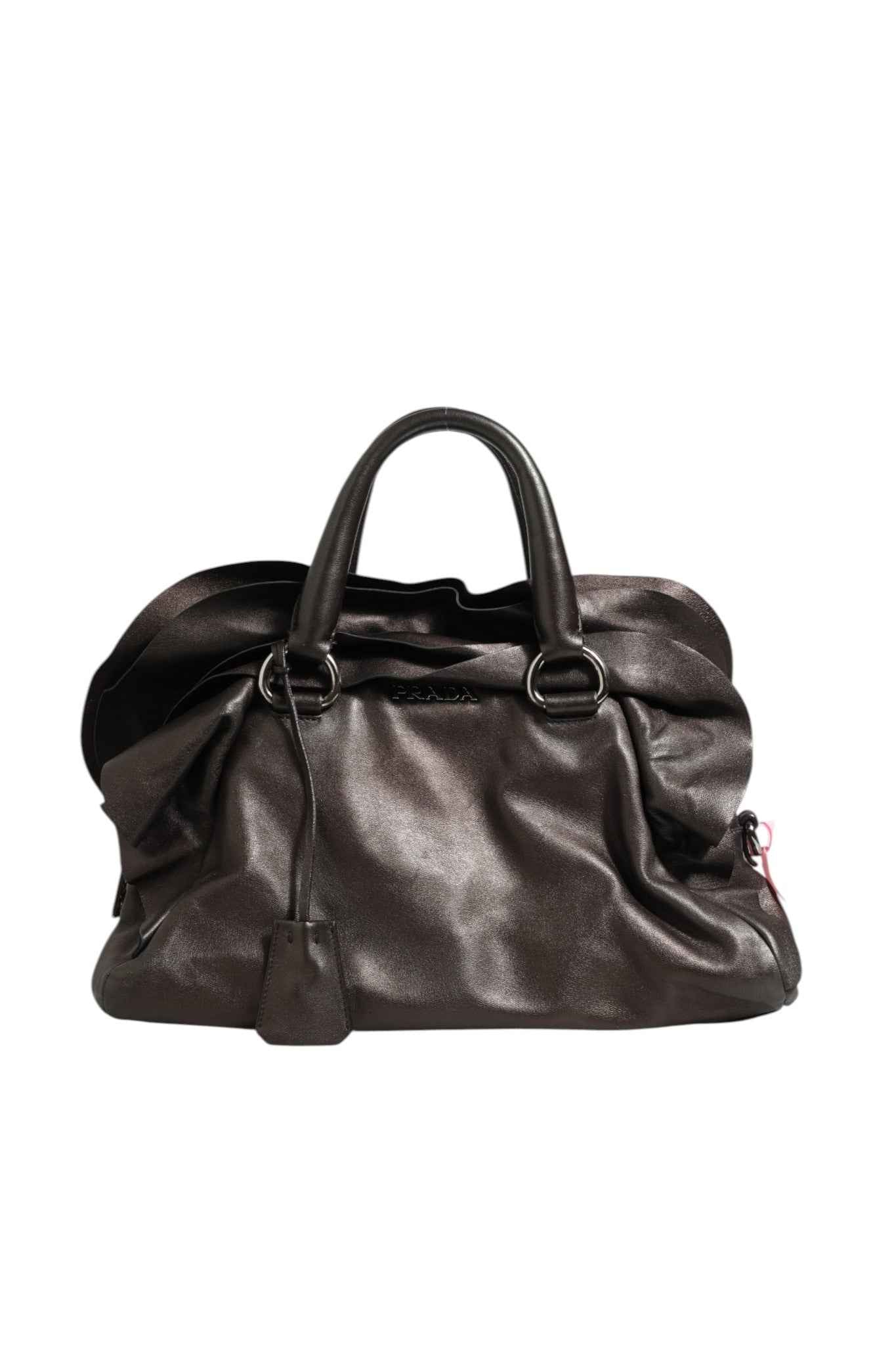 Prada Metallic Nappa Leather Ruffle Shoulder Bag