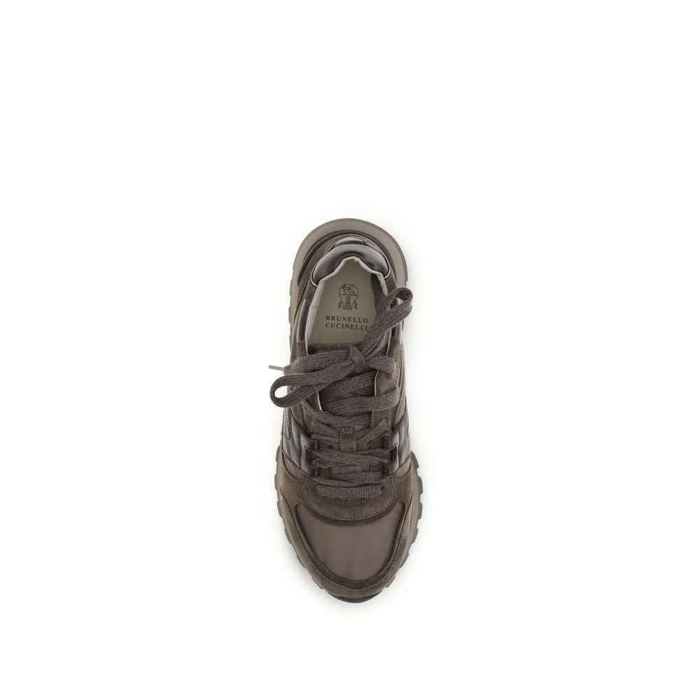 Brunello Cucinelli Brown Calf Leather Bos Taurus Athletic Sneakers