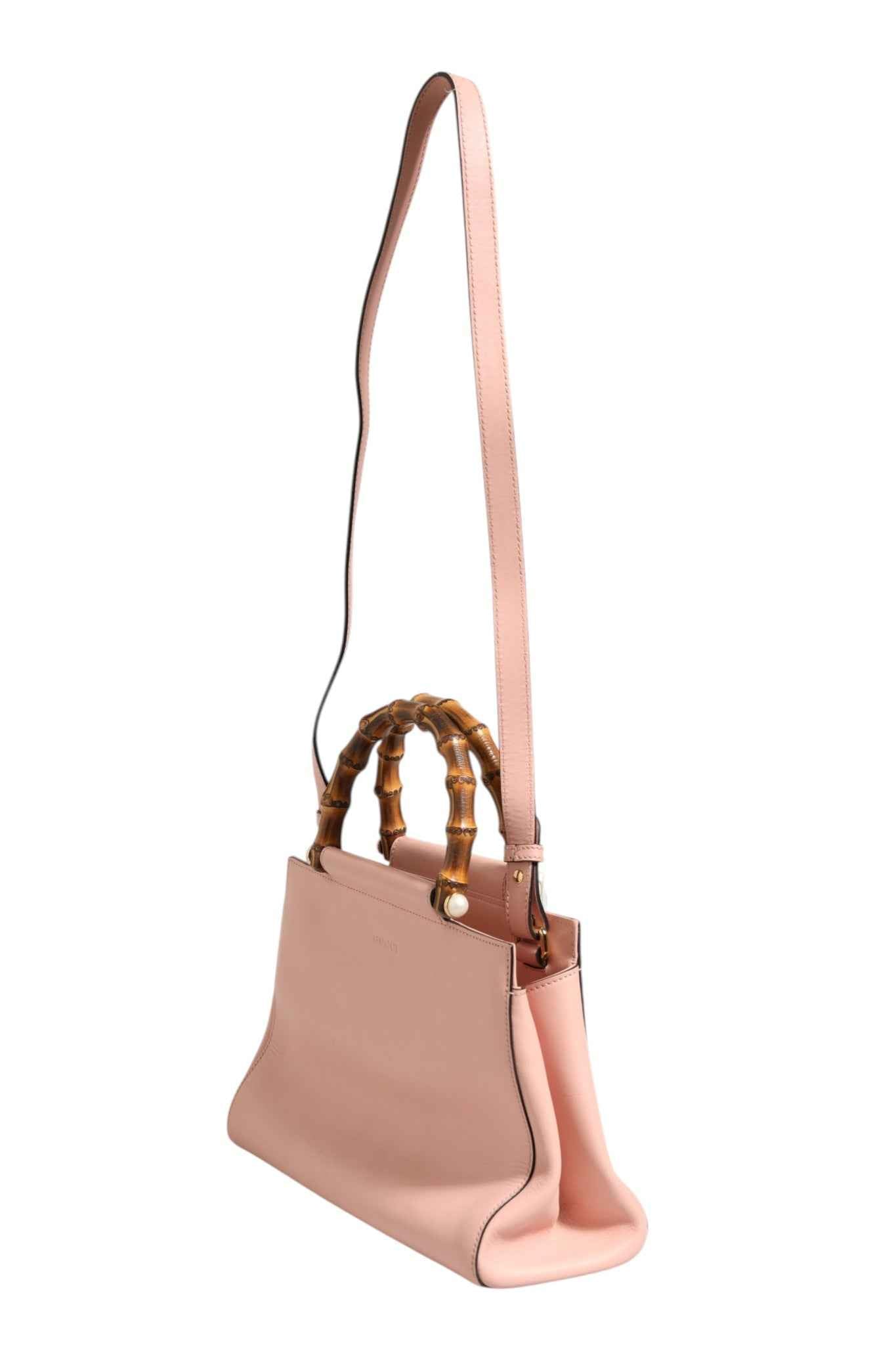 Gucci Pink And White Calfskin Small Nymphaea Top Handle Bag