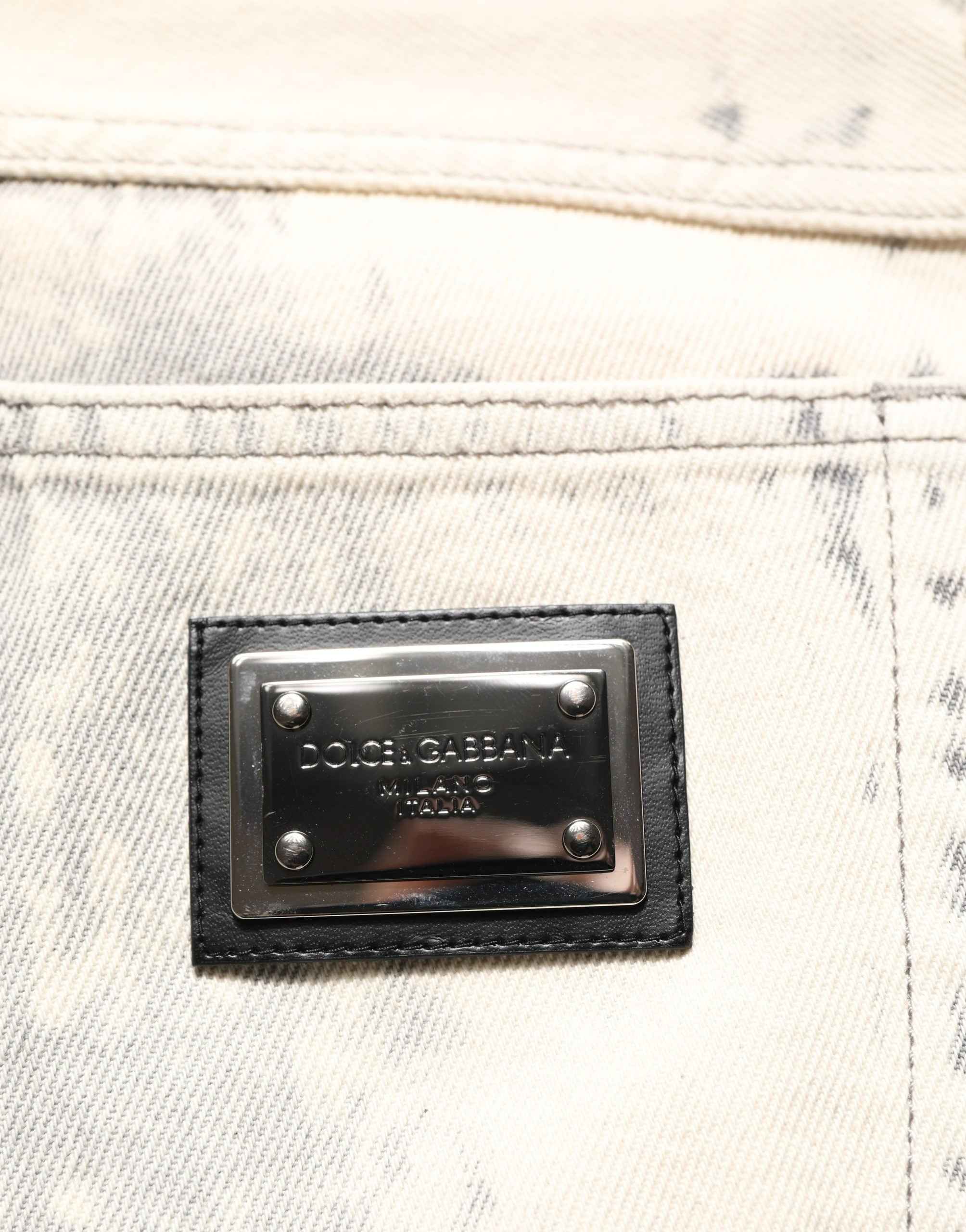 Dolce & Gabbana Beige Tie Dye Cotton Straight Men Denim Jeans