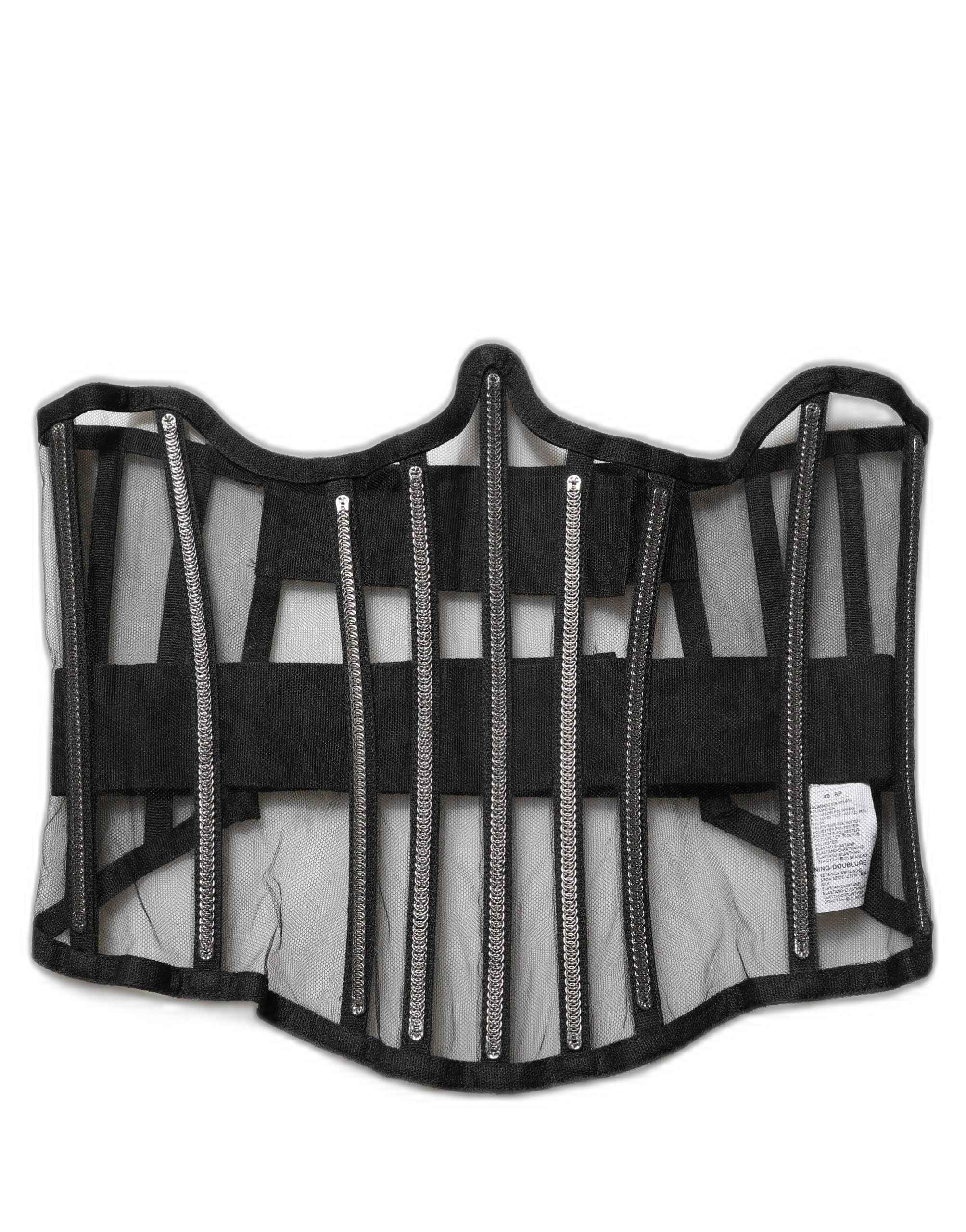 Dolce & Gabbana Black Sheer Tulle Bodysuit Cropped Corset Top