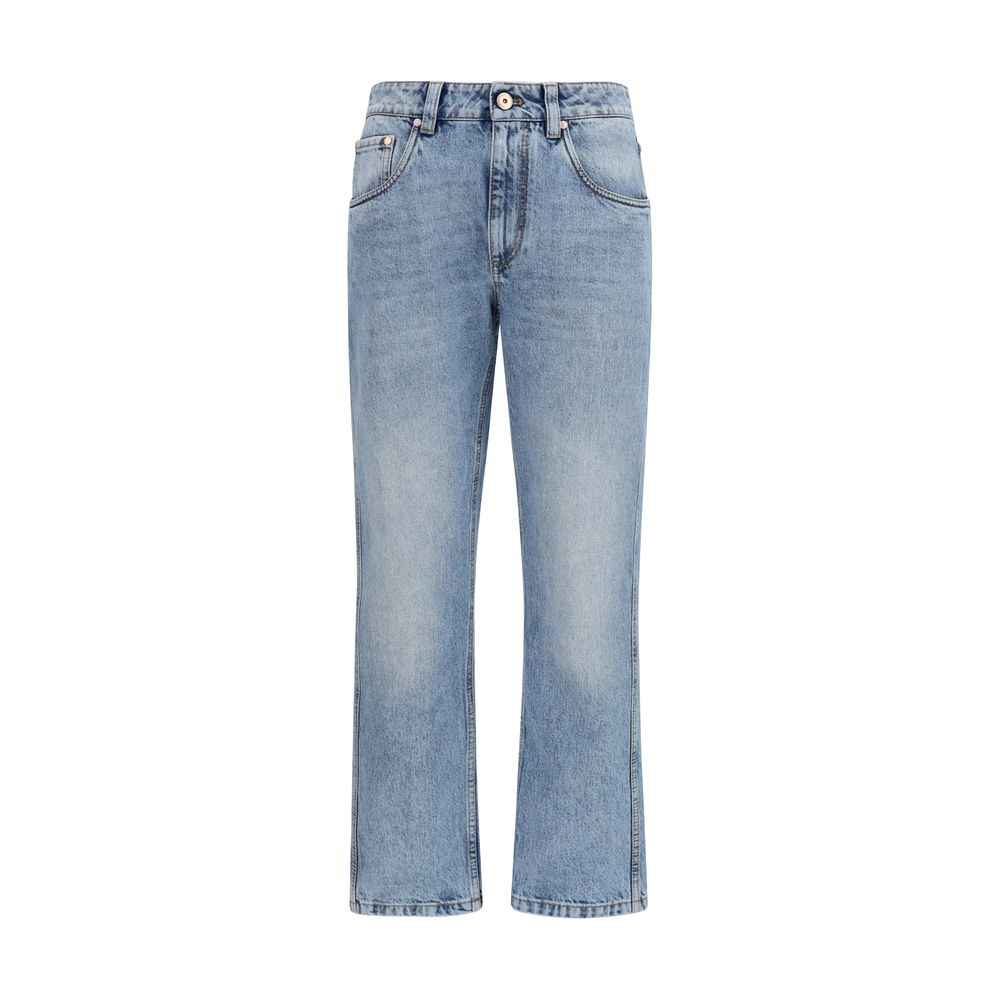 Brunello Cucinelli Blue Cotton Straight-Leg Jeans