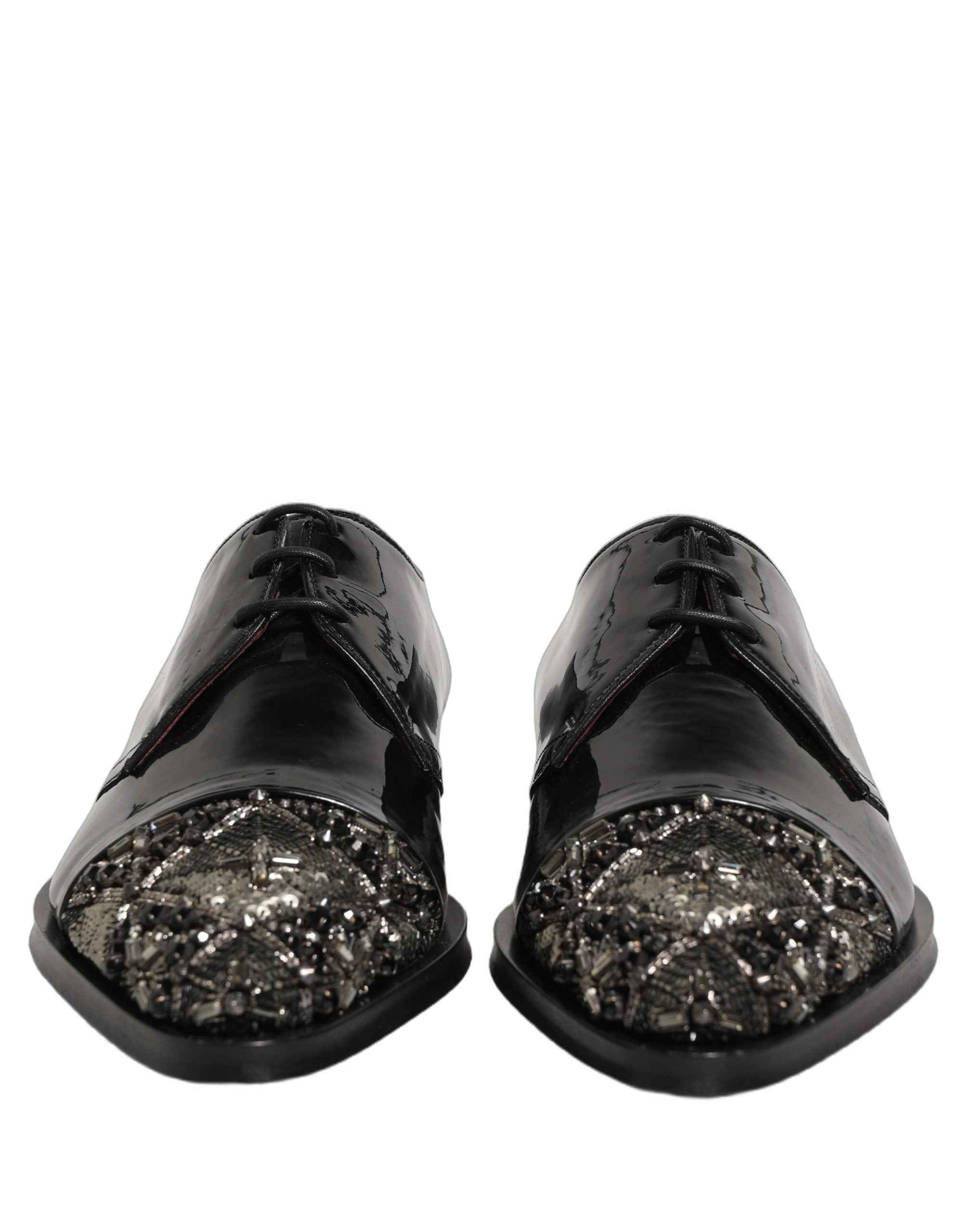 Dolce & Gabbana Black Embellished Men Derby Dress Formal Shoes
