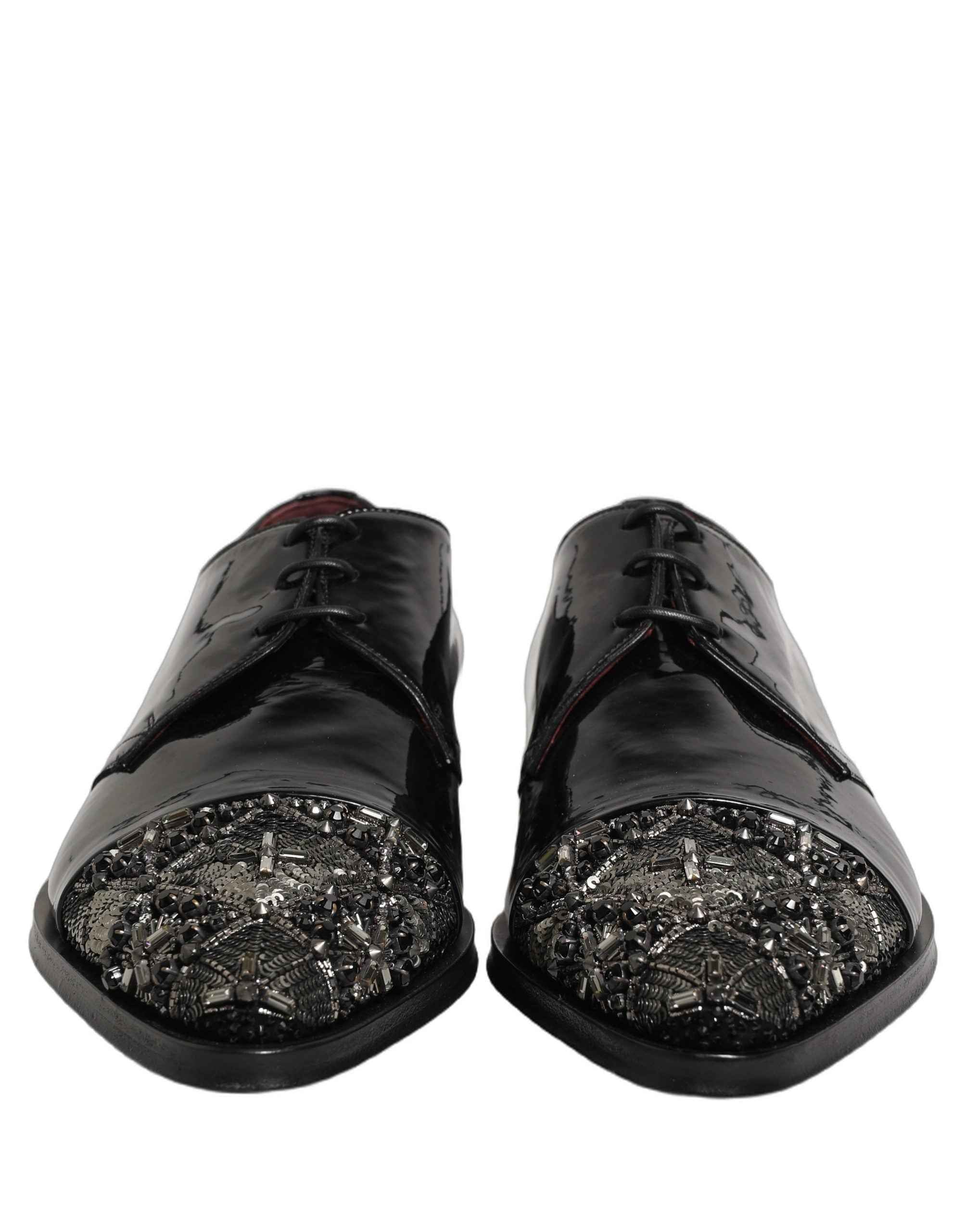 Dolce & Gabbana Black Embellished Derby Dress Formal Shoes