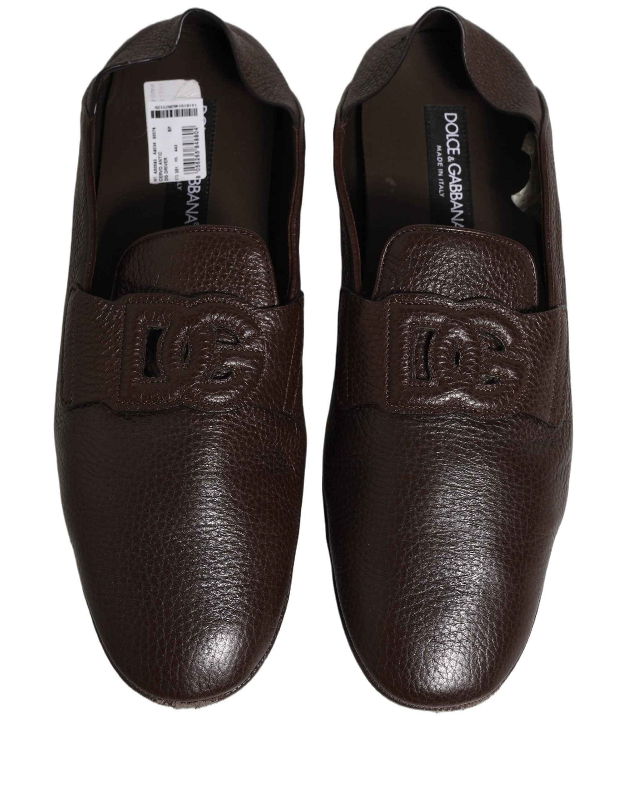 Dolce & Gabbana Brown Deerskin Leather Driver Loafers Shoes