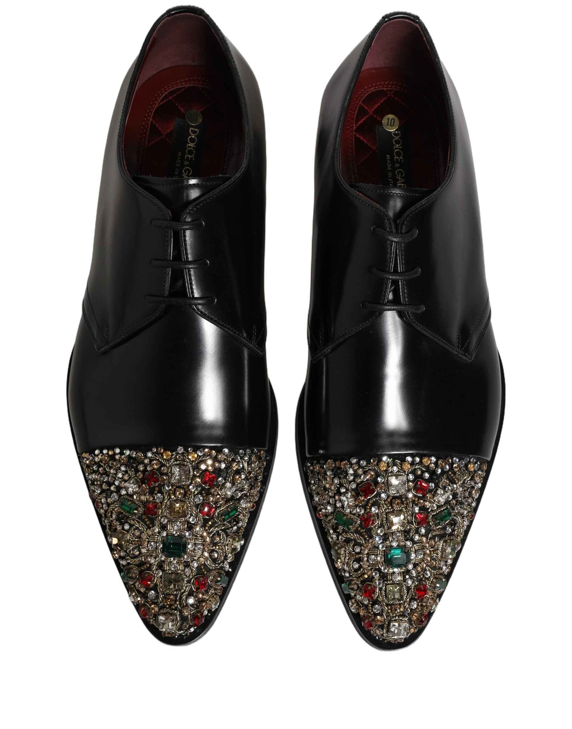Dolce & Gabbana Black Embellished Derby Dress Formal Shoes
