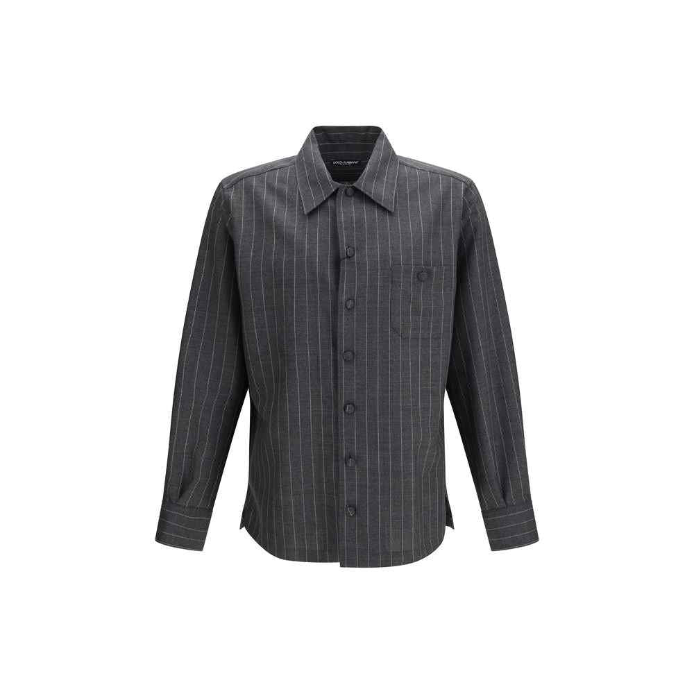 Dolce & Gabbana Gray Wool Oves Aries Dress Shirt