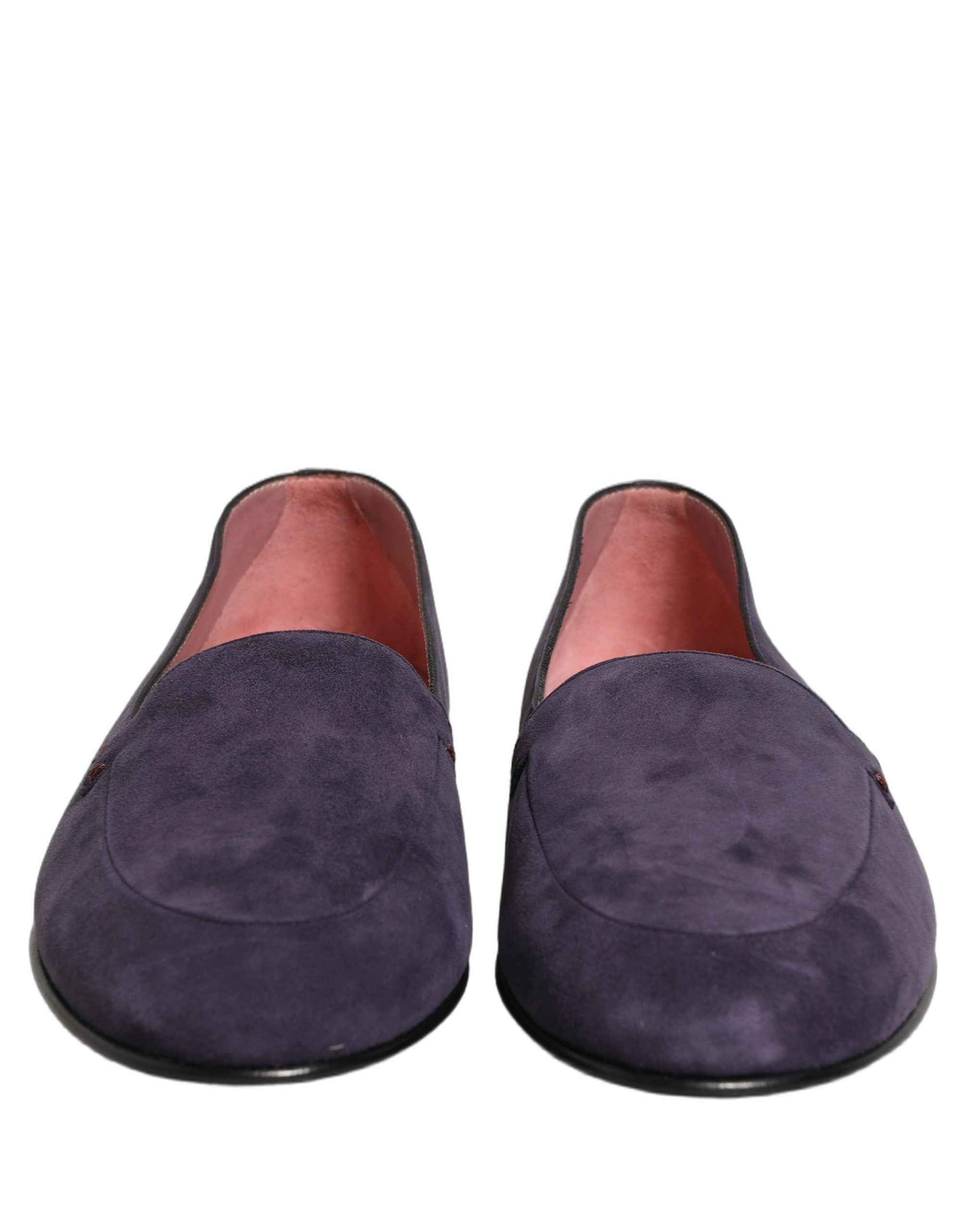 Dolce & Gabbana Violet Velvet Slip On Men Flats Loafers Shoes