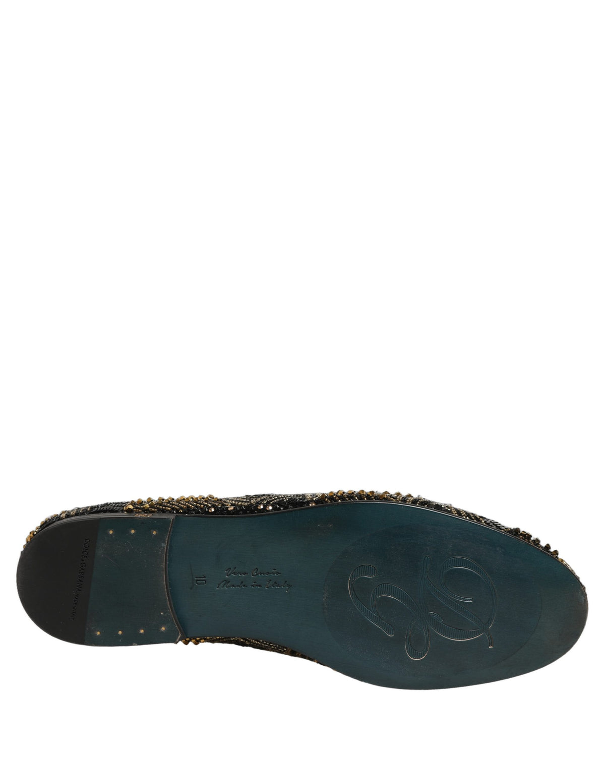 Dolce & Gabbana Black Gold Embellished Dress Loafers Shoes