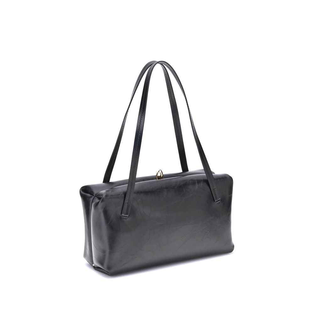 Jil Sander Black Calf Leather Bos Taurus Shoulder Bag
