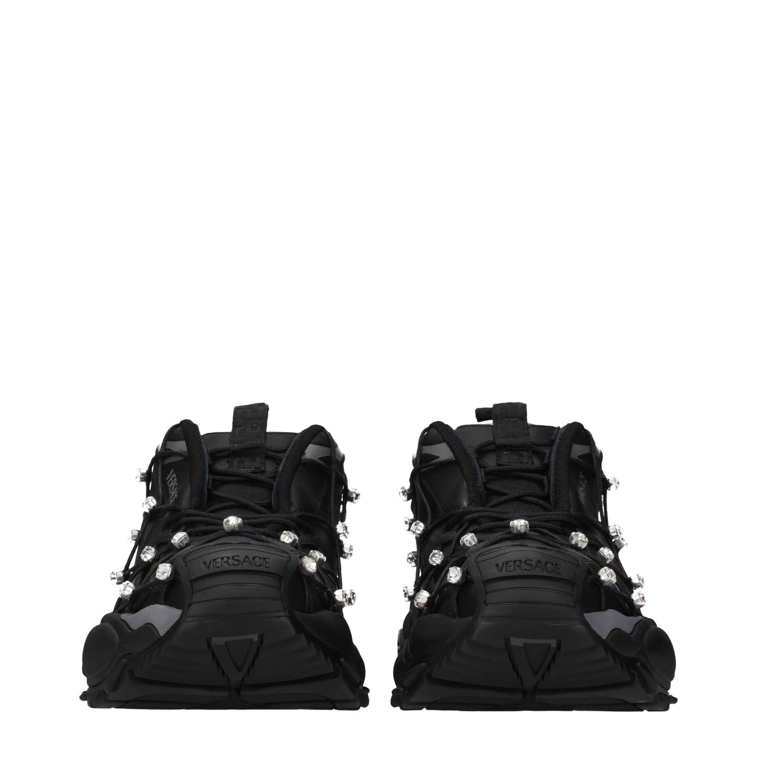 Versace Black Fabric Chunky Sneakers