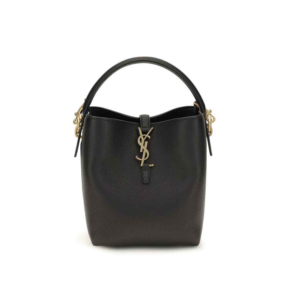 Saint Laurent Black Calf Leather Bos Taurus Backet Bag
