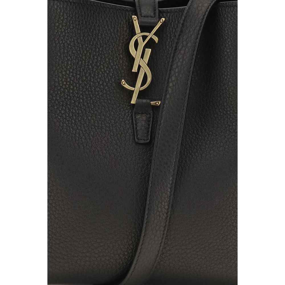Saint Laurent Black Calf Leather Bos Taurus Backet Bag