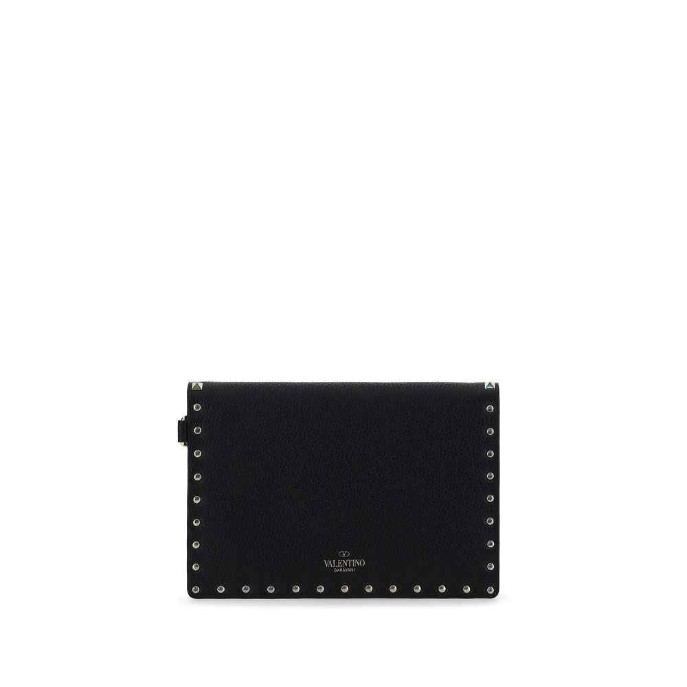 Valentino Garavani Black Calf Leather Bos Taurus Clutch Bag