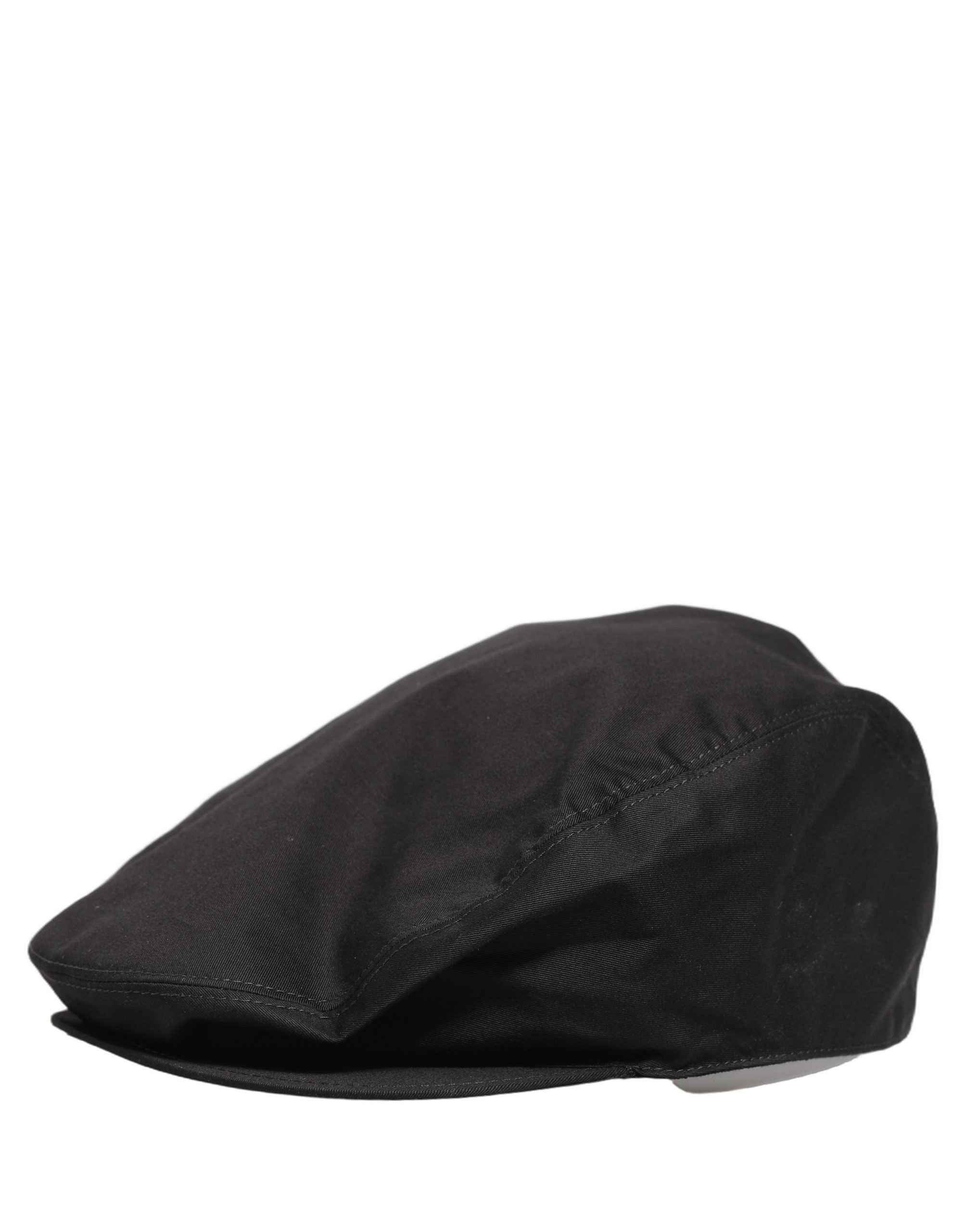 Dolce & Gabbana Men Black Cotton Stretch Newsboy Cloth Capello Hat