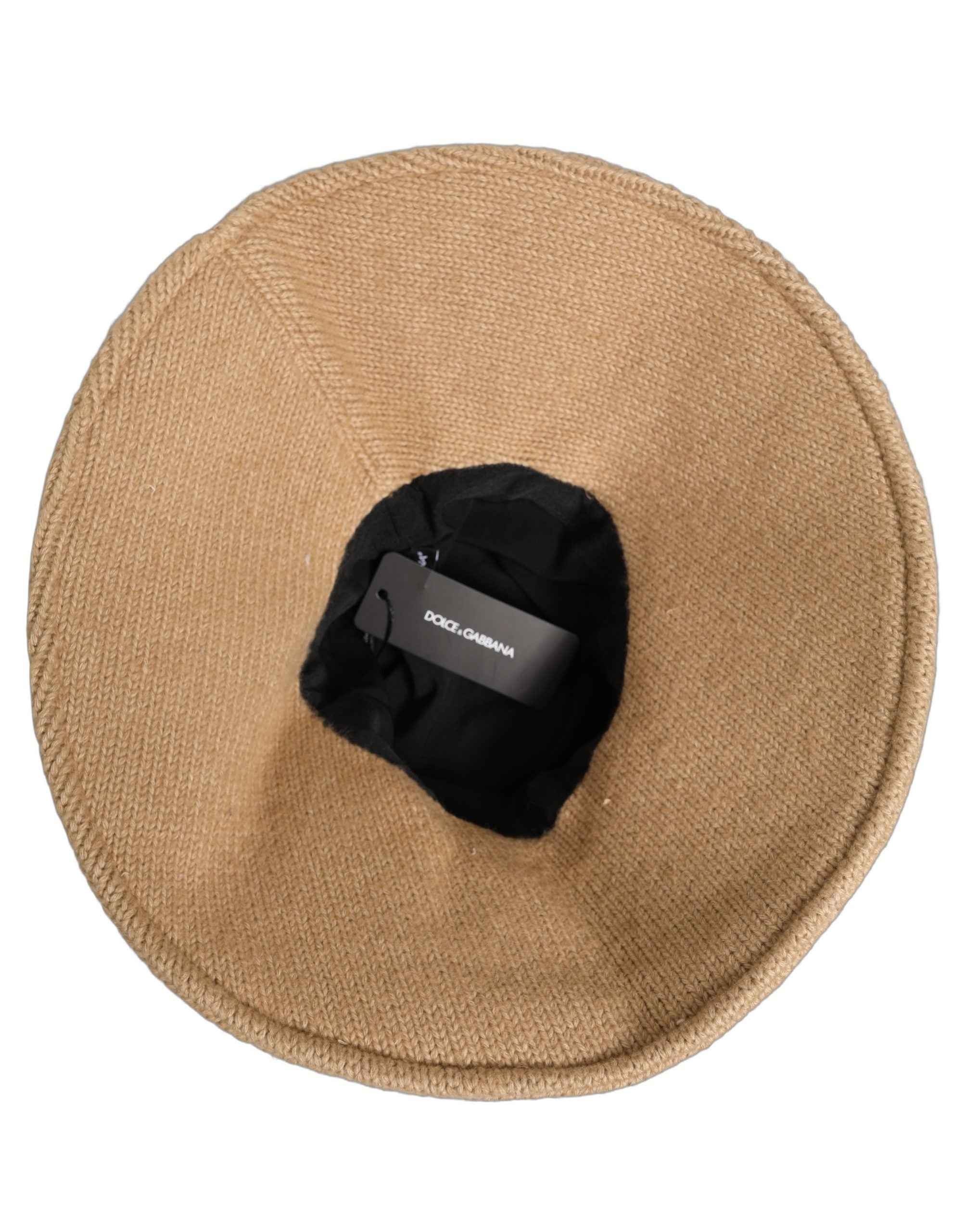 Dolce & Gabbana Women Brown Cotton Knit WideBrim Bucket Capello Hat
