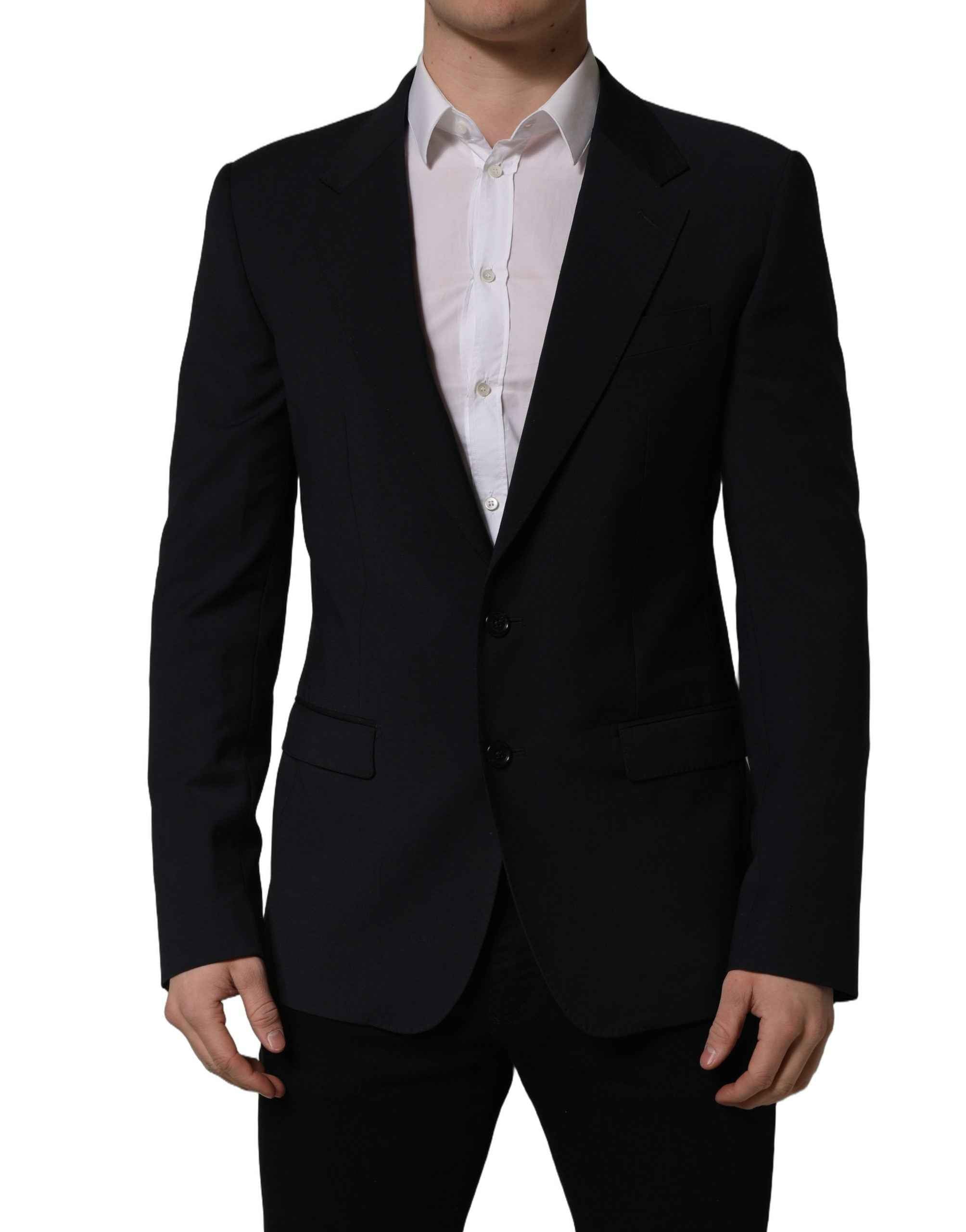 Dolce & Gabbana Black Wool Single Breasted Men Blazer Jacket