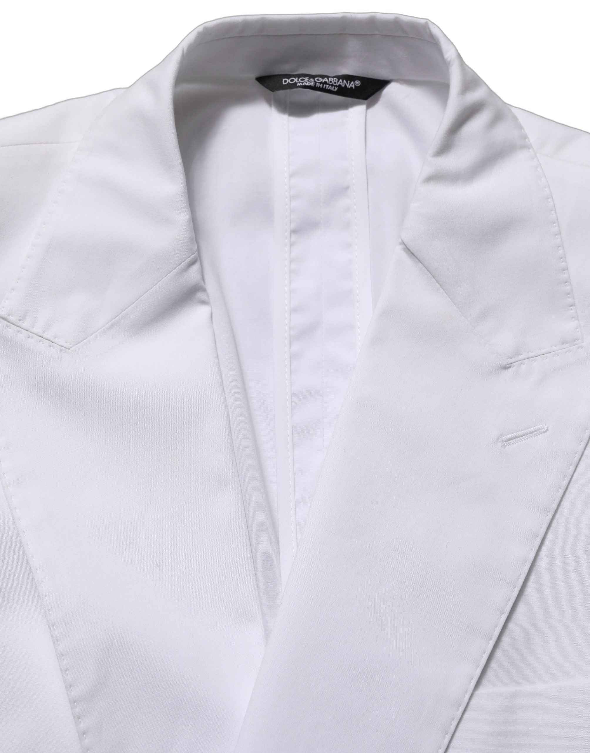 Dolce & Gabbana White Cotton Double Breasted Blazer Jacket