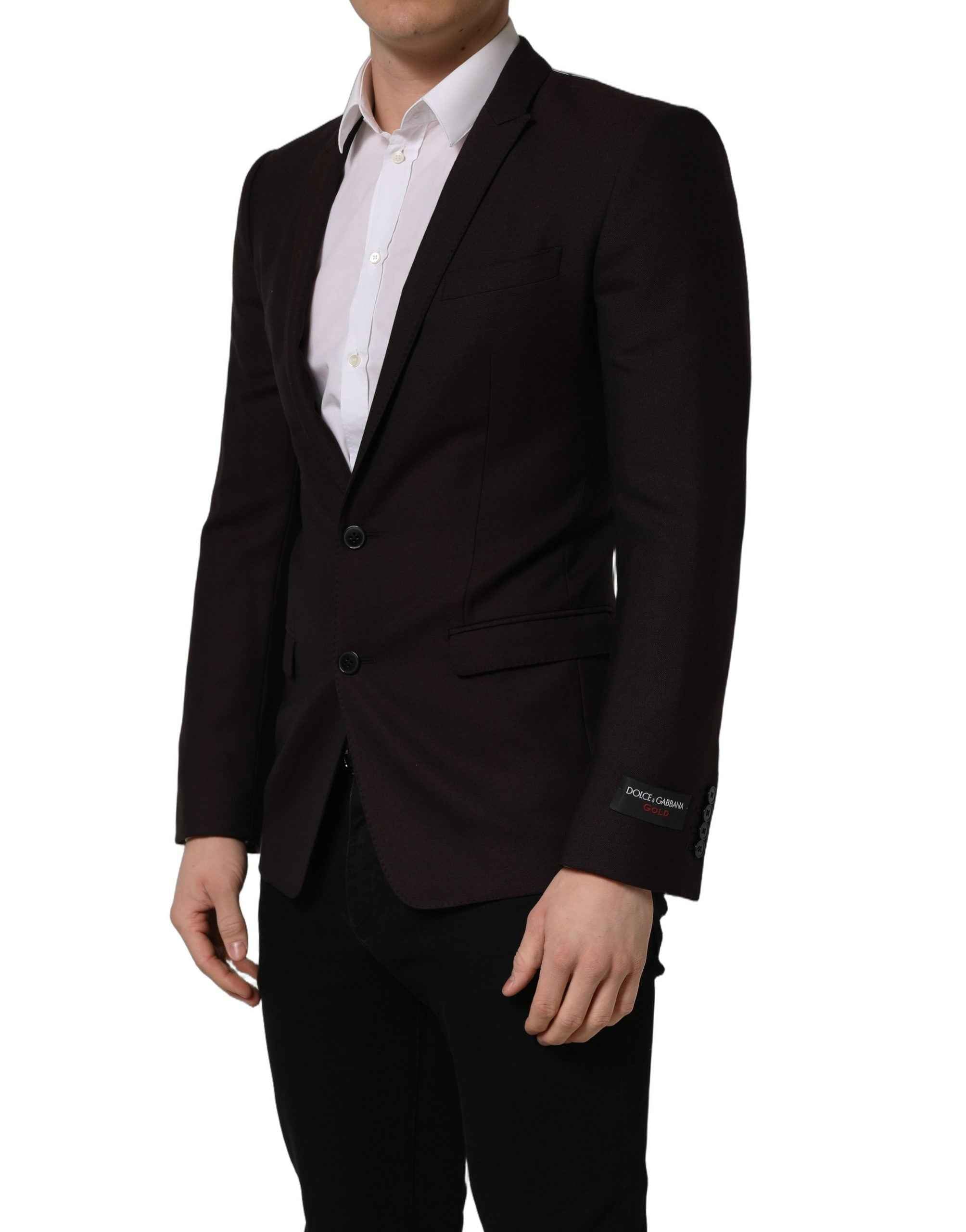 Dolce & Gabbana Brown Wool GOLD Single Breasted Men Jacket