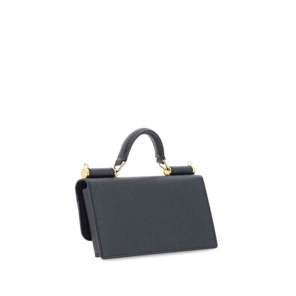 Dolce & Gabbana Black Calf Leather Bos Taurus Shoulder Bag