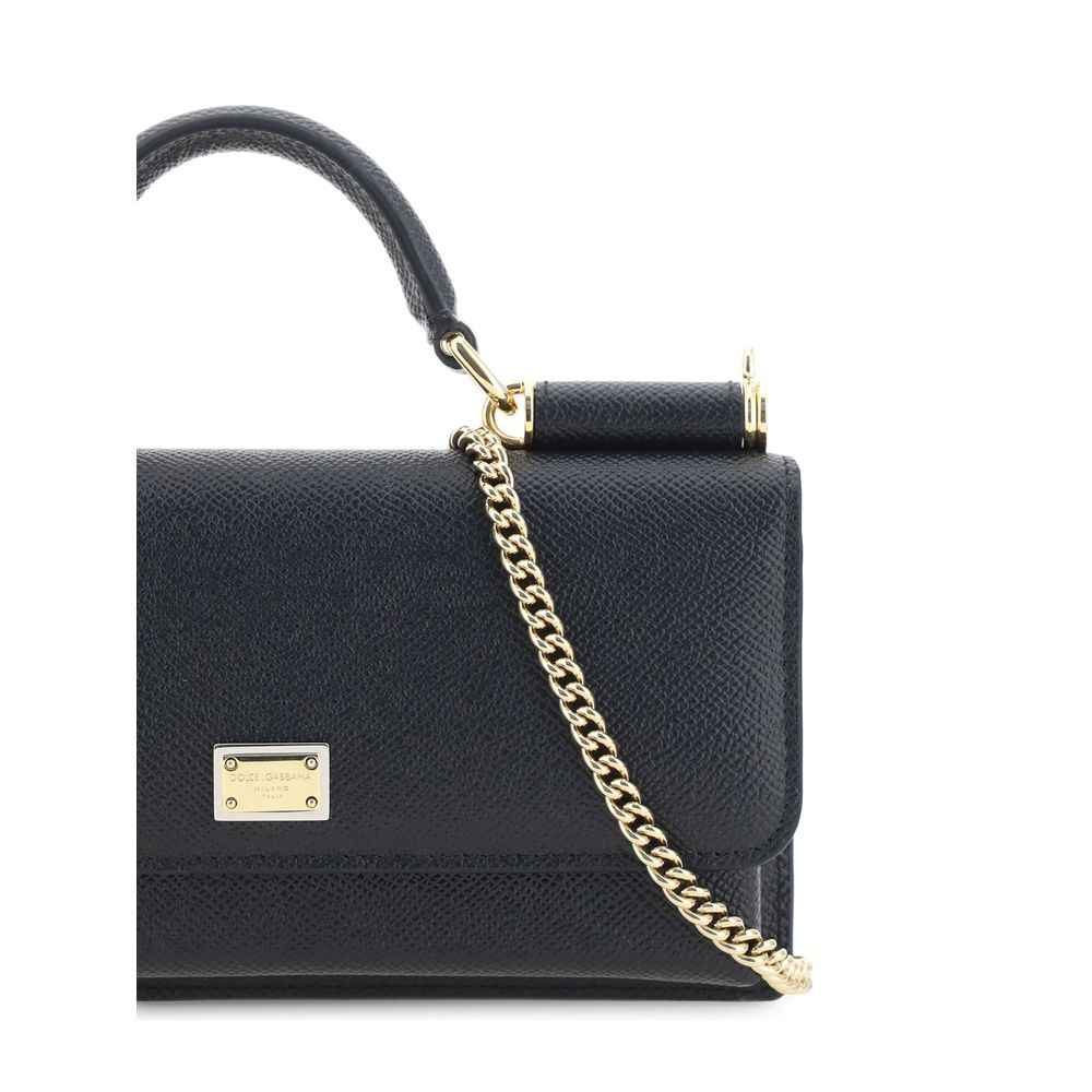 Dolce & Gabbana Black Calf Leather Bos Taurus Shoulder Bag