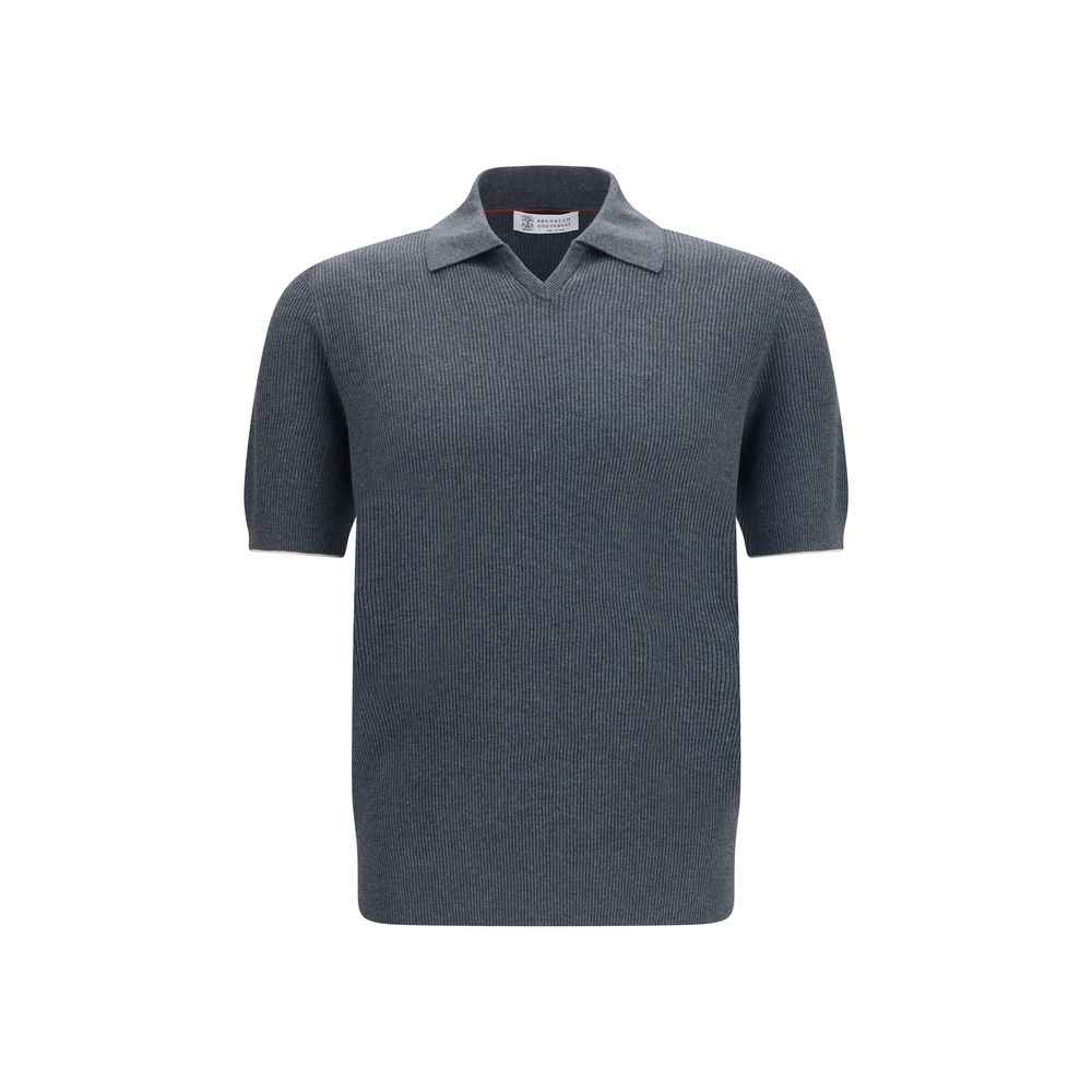 Brunello Cucinelli Gray Cotton Polo Shirt