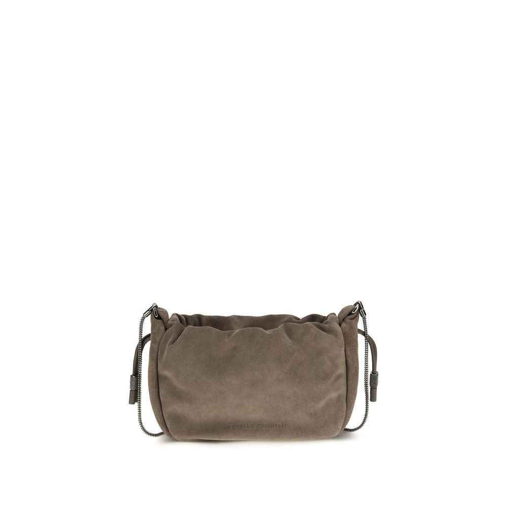 Brunello Cucinelli Brown Calf Leather Bos Taurus Shoulder Bag