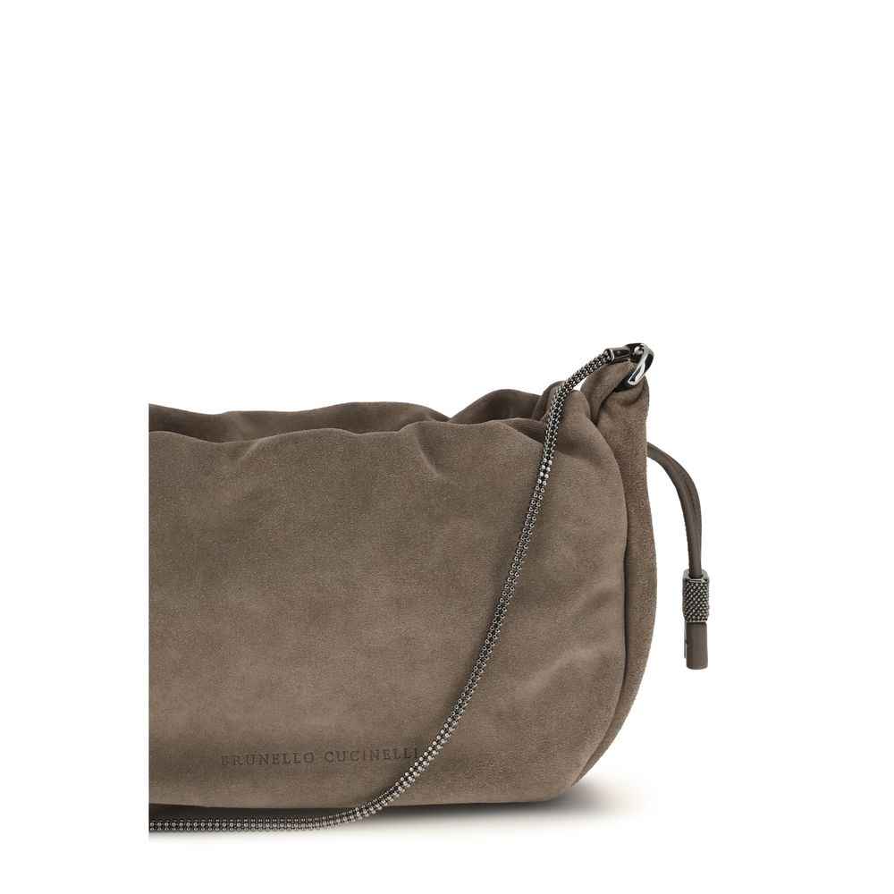 Brunello Cucinelli Brown Calf Leather Bos Taurus Shoulder Bag