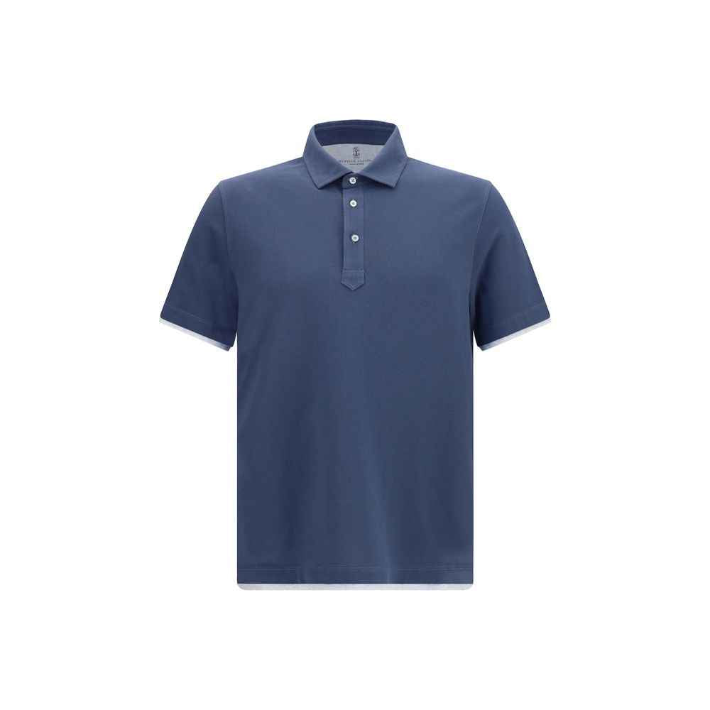 Brunello Cucinelli Blue Cotton Polo Shirt