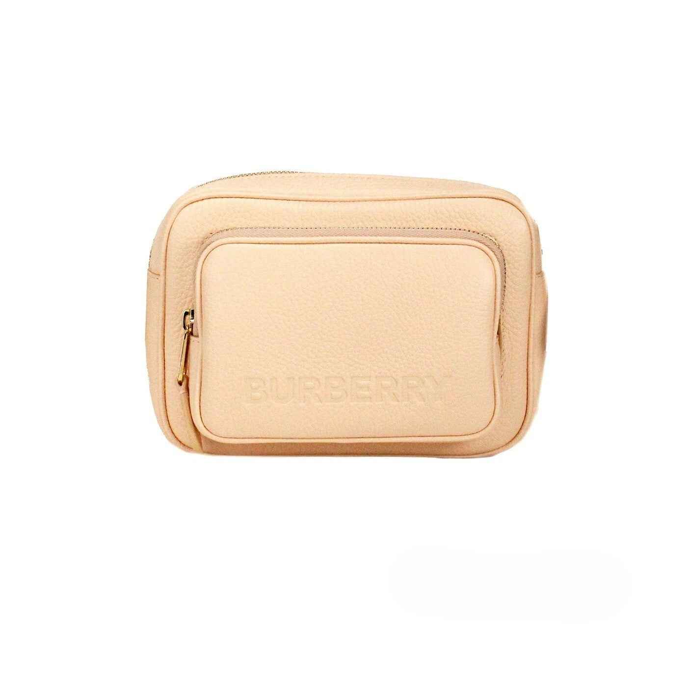 Burberry Small Branded Peach Pink Grainy Leather Camera Crossbody Bag