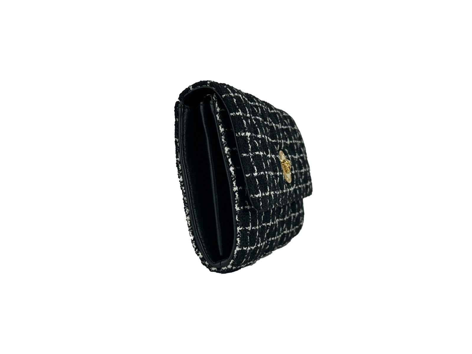 Versace Wallet On A Chain Fabric Black Crossbody Bag