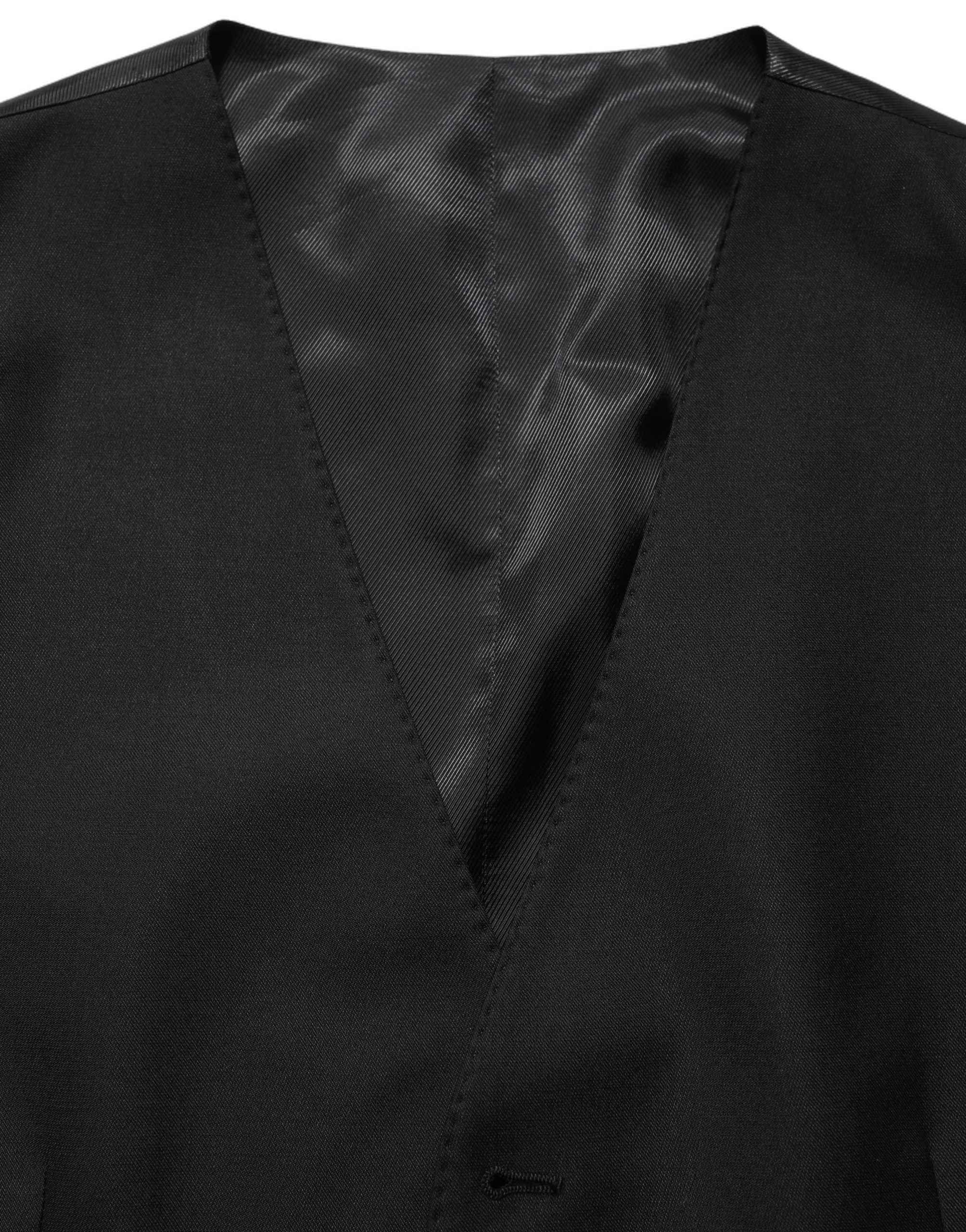Dolce & Gabbana Black Wool Single Breasted Waistcoat Vest