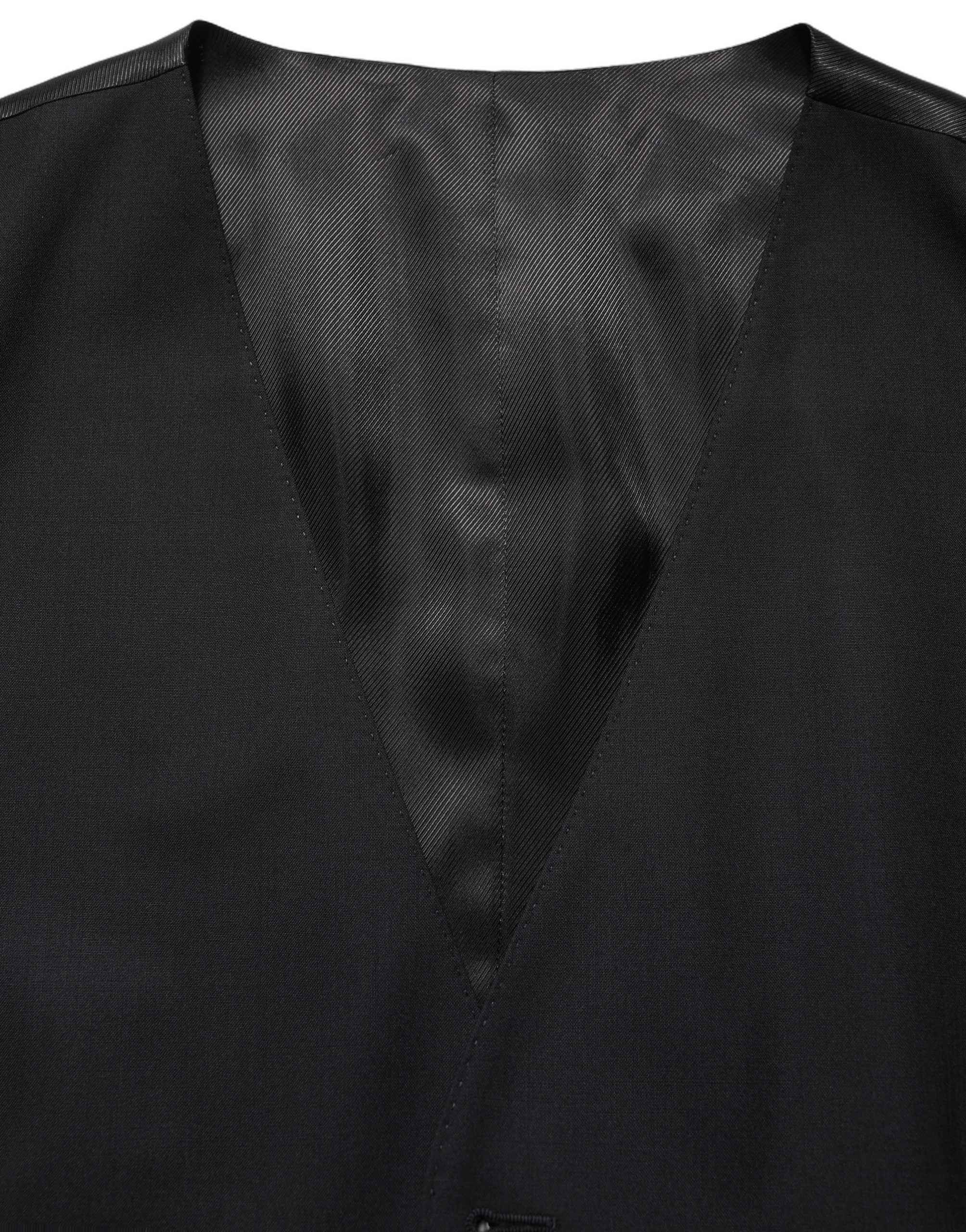 Dolce & Gabbana Black Wool Single Breasted Waistcoat Vest