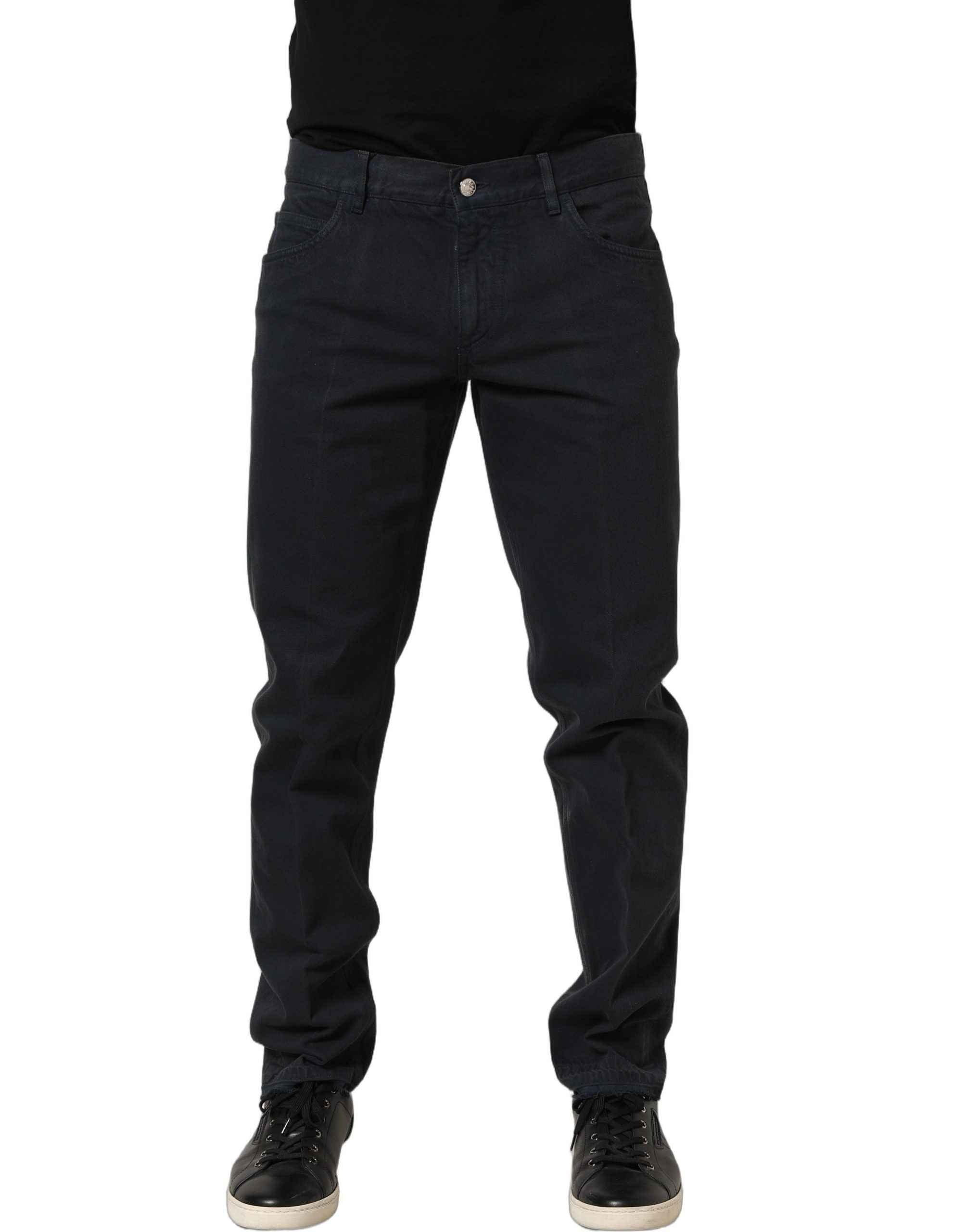 Dolce & Gabbana Black Cotton Mid Waist Skinny Men Denim Jeans
