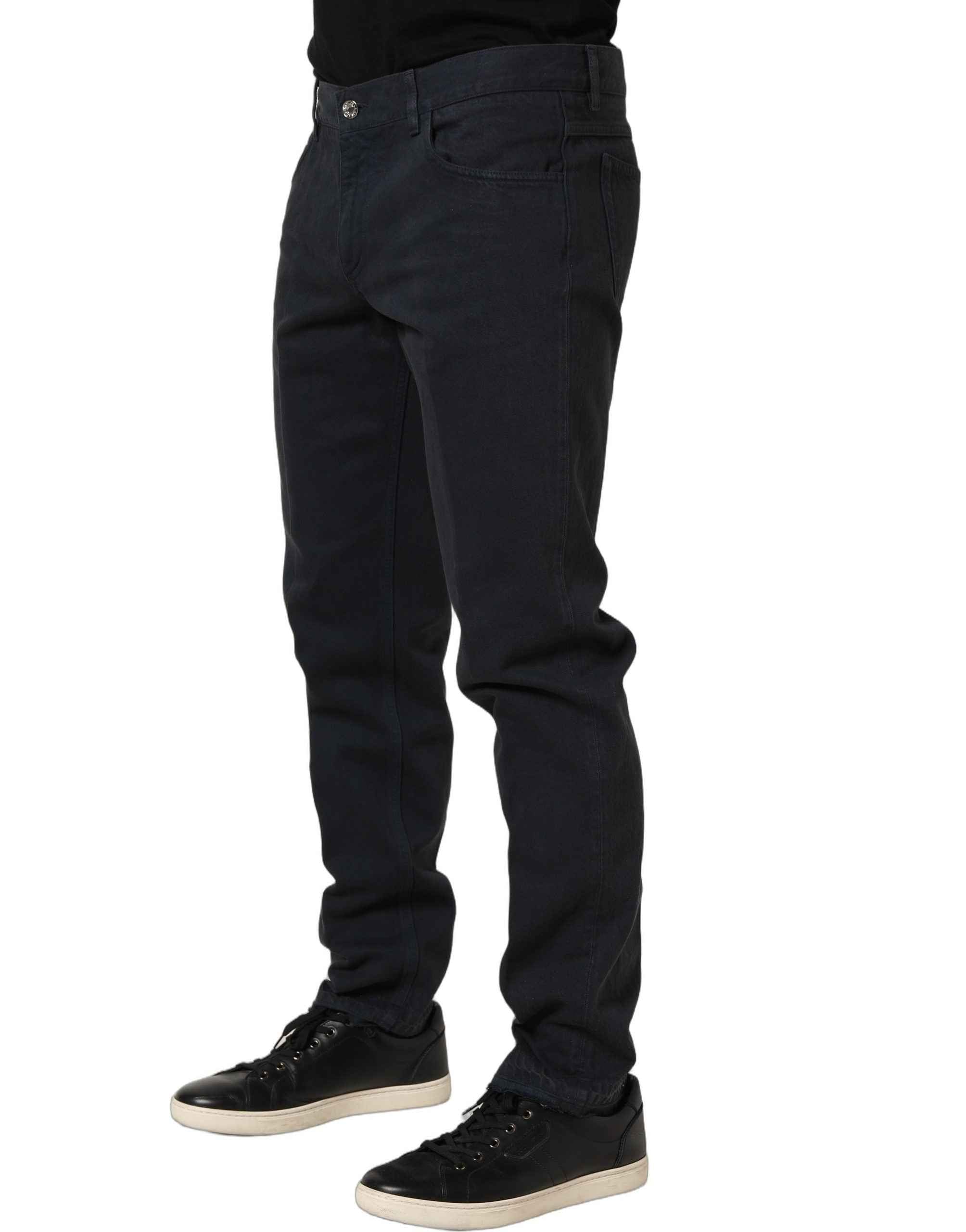 Dolce & Gabbana Black Cotton Mid Waist Skinny Men Denim Jeans