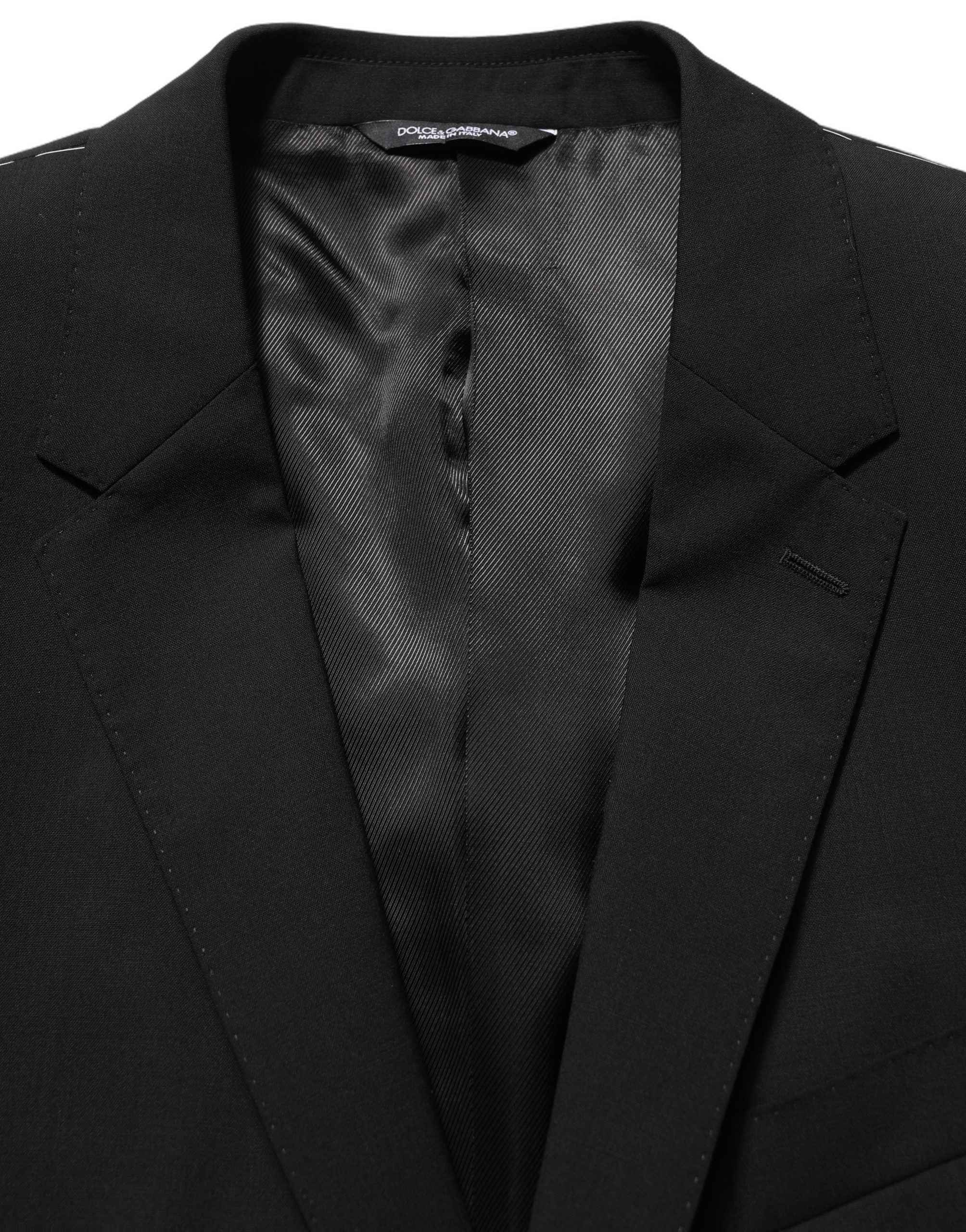Dolce & Gabbana Black Wool Slim Fit Formal 3 Piece Men Suit