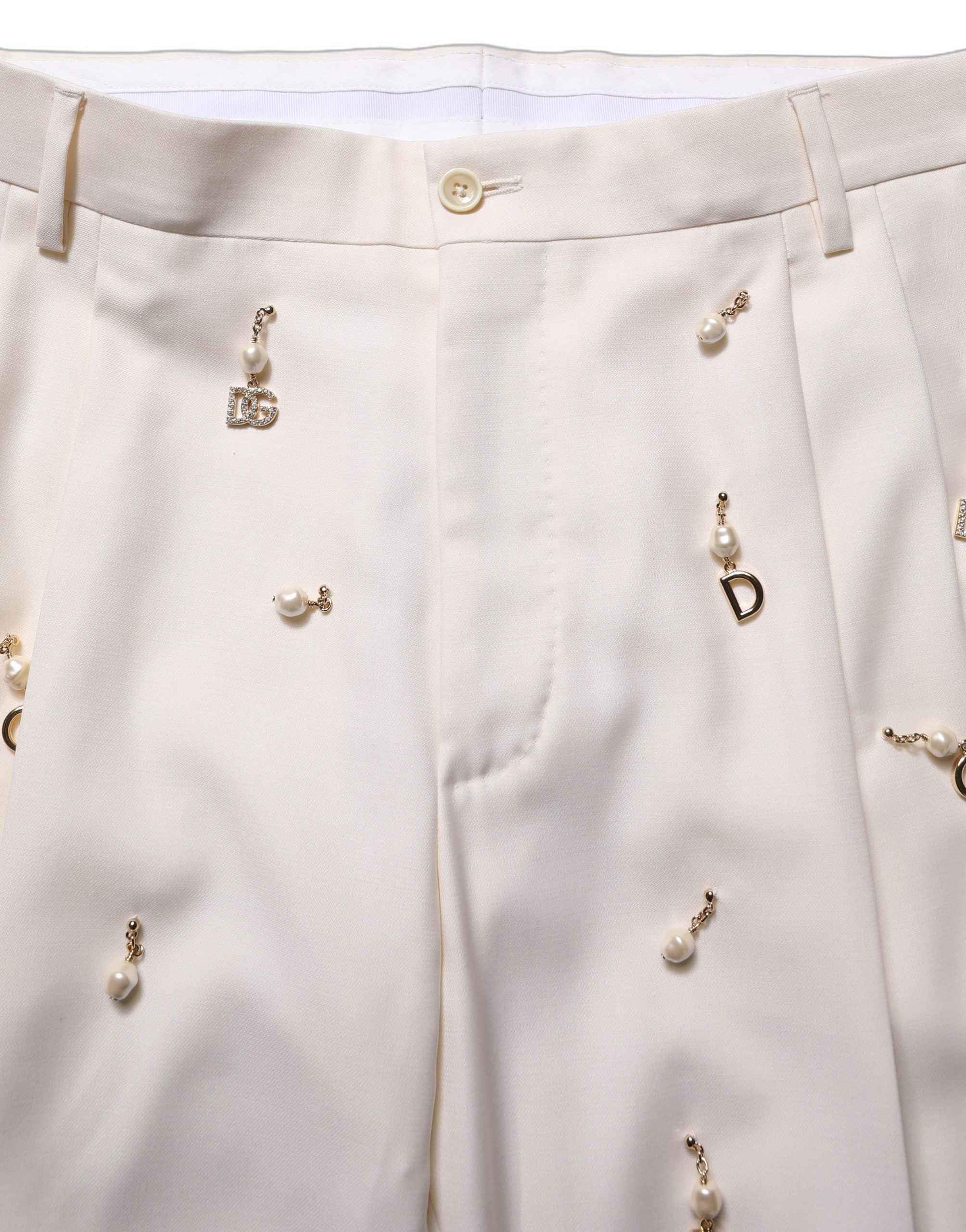 Dolce & Gabbana White Wool Slim Fit Formal 2 Piece Men Suit