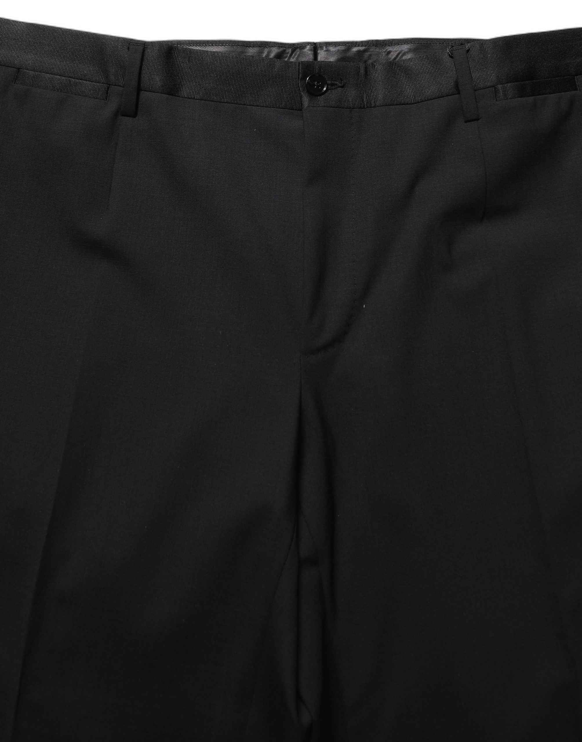 Dolce & Gabbana Black Wool Tapered Leg Dress Trouser Pants