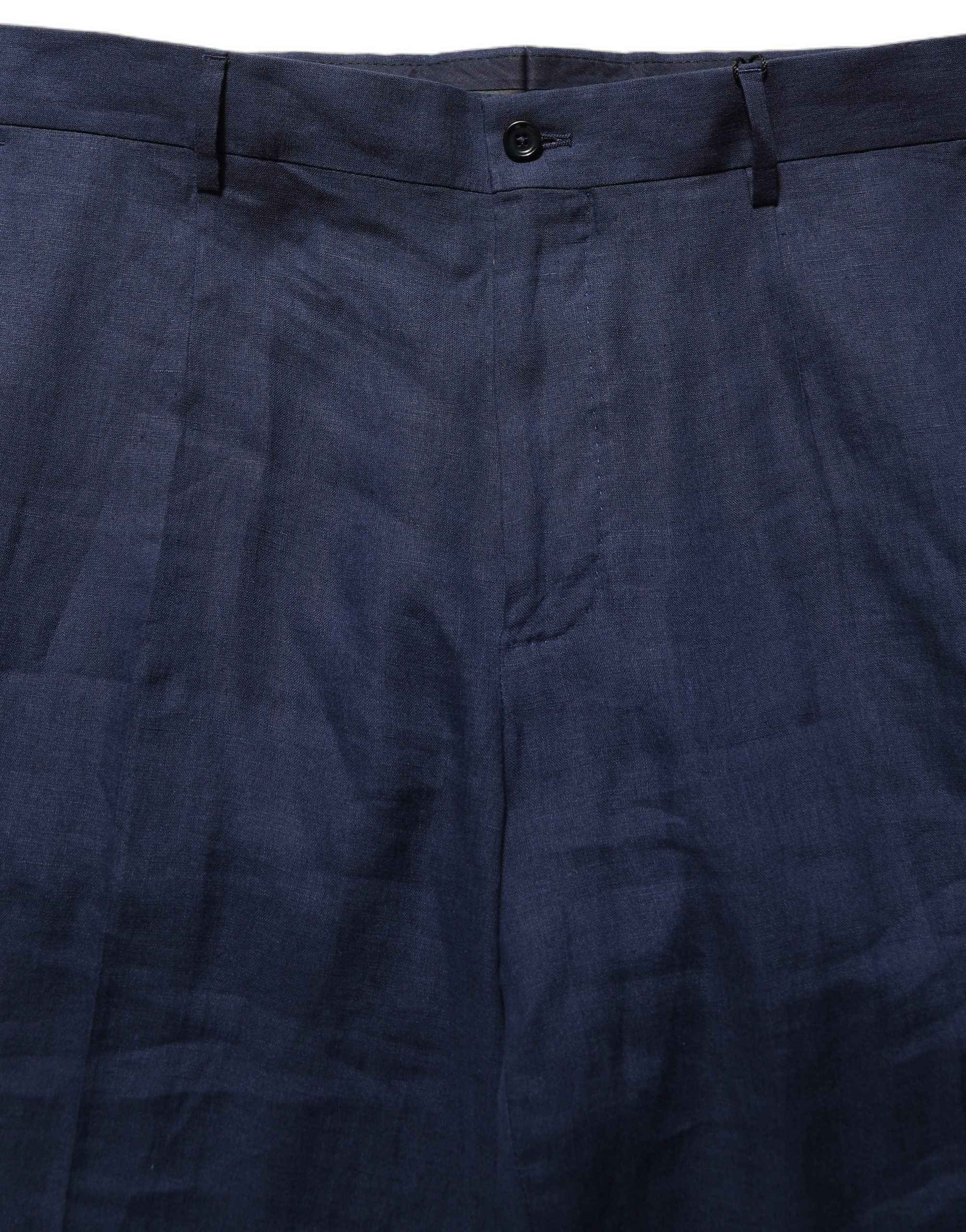 Dolce & Gabbana Blue Linen Straight Men Dress Trouser Pants