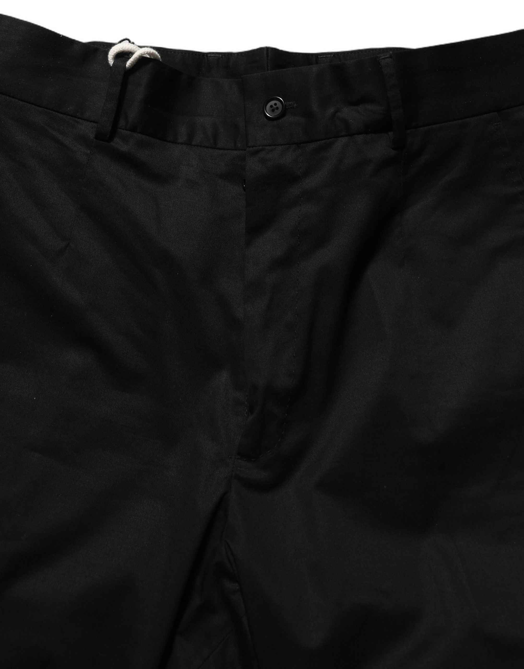 Dolce & Gabbana Black Cotton Tapered Leg Dress Trouser Pants
