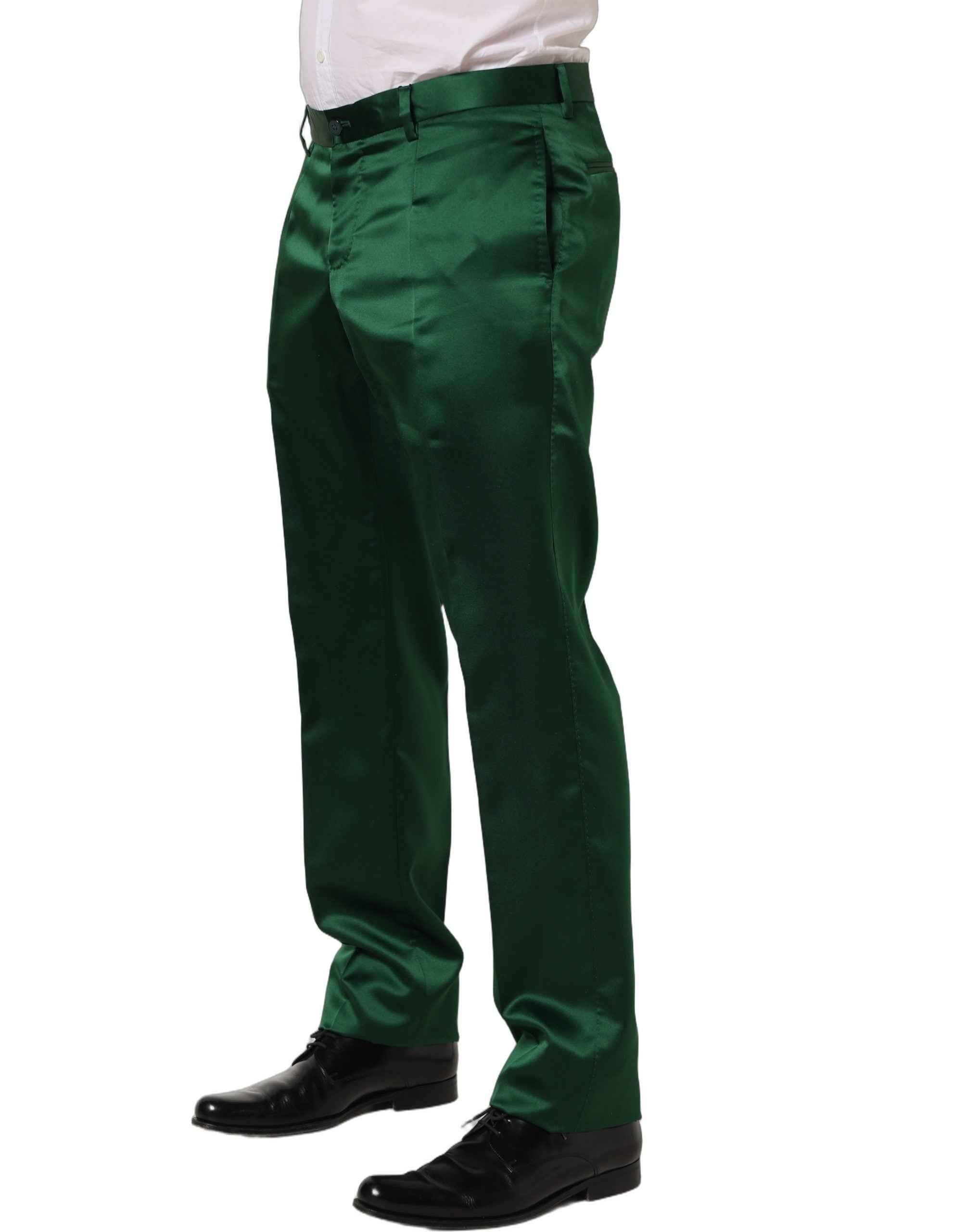 Dolce & Gabbana Dark Green Tapered Leg Dress Trouser Pants